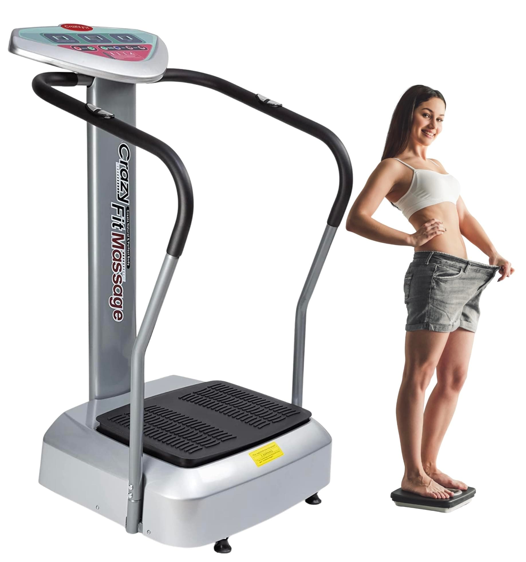 Crazy Fit Machine Vibration Home & Gym Workout for Full Body, Weight Loss 1 to 99 Speed Levels Pro Model Upgraded Design with Silent Motors and Built in Speakers 1 Year Warranty (Black-Silver)