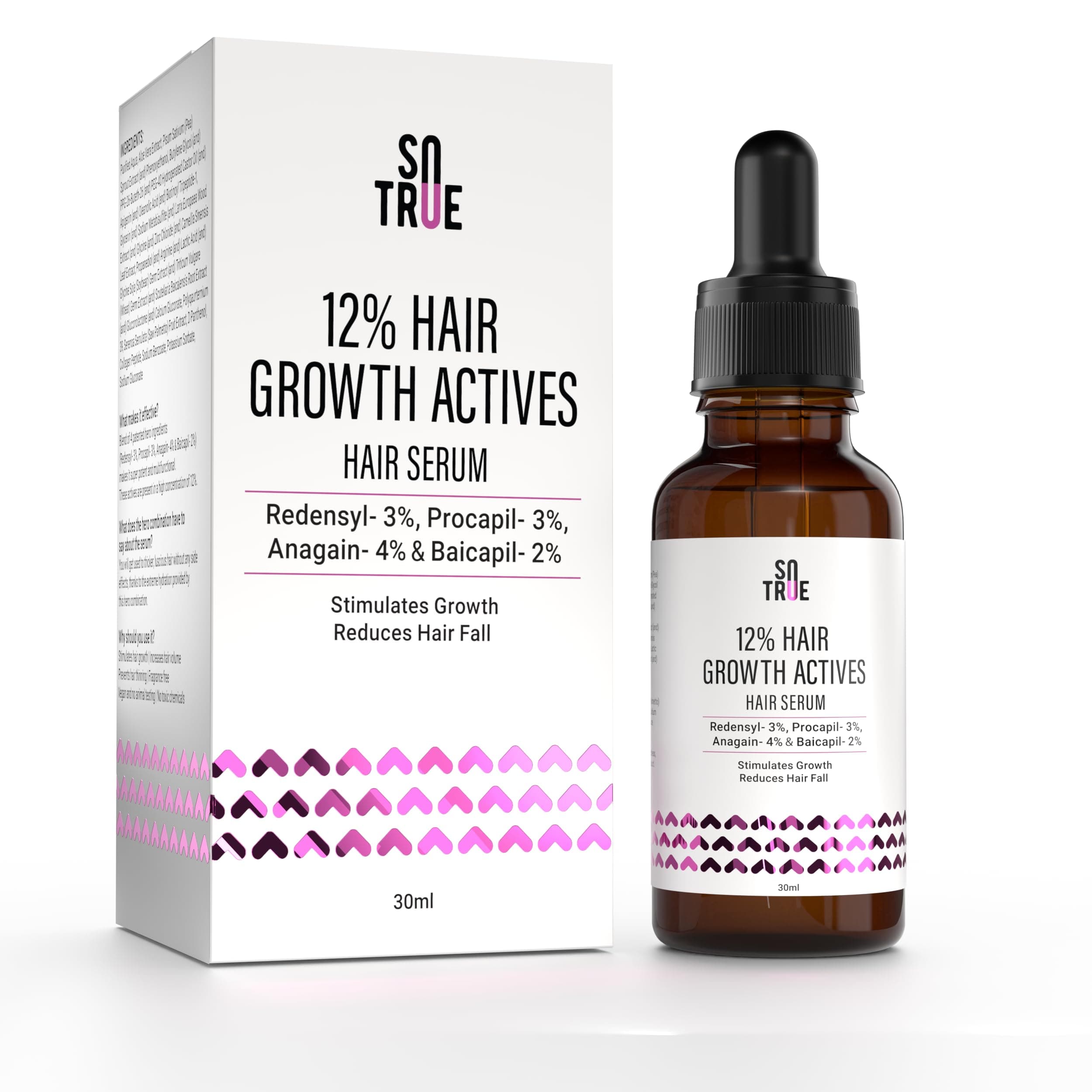 - Sotrue Hair Growth Serum With 3% Redensyl - 2x Better Results than Minoxidil | 3% Procapil, 4% Anagain & 2% Baicapil | Hair Growth Actives, Hair Fall Control Serum For Women & Men, For All Hair Types, 30ml