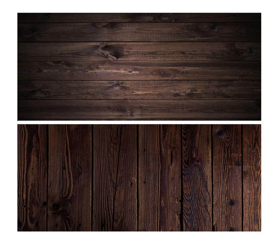 SAVIAURA 1 Sheet 2 in 1 Photography Backdrop 3D Flat Lay Tabletop Dark Brown Double-Sided 34x21 Photo Background PVC Wrinkle-Free for Food, Cosmetics Shoot (#5- Dark Brown Wood Plank Pattern)