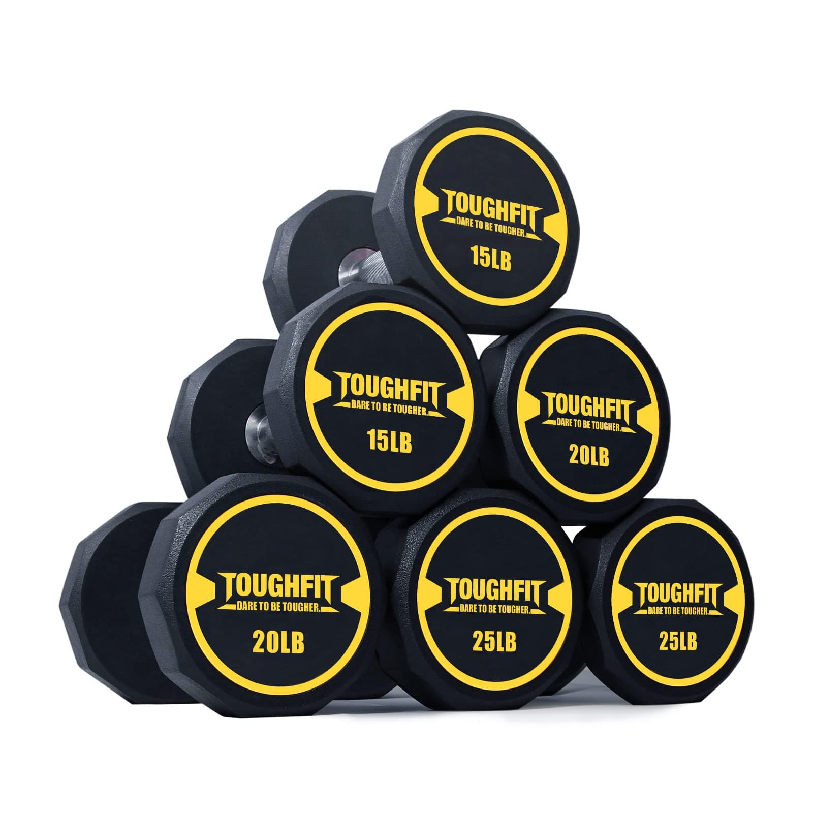 Dumbbell Sets - 5-50lbs dumbbells set of 2, 120 - 520LBS Weight Sets - PEV Coated & Non-slip knurl Iron Handle - Free Weights for Strength Training Full Body , Decagon Dumbbells for Home Gym, Workouts