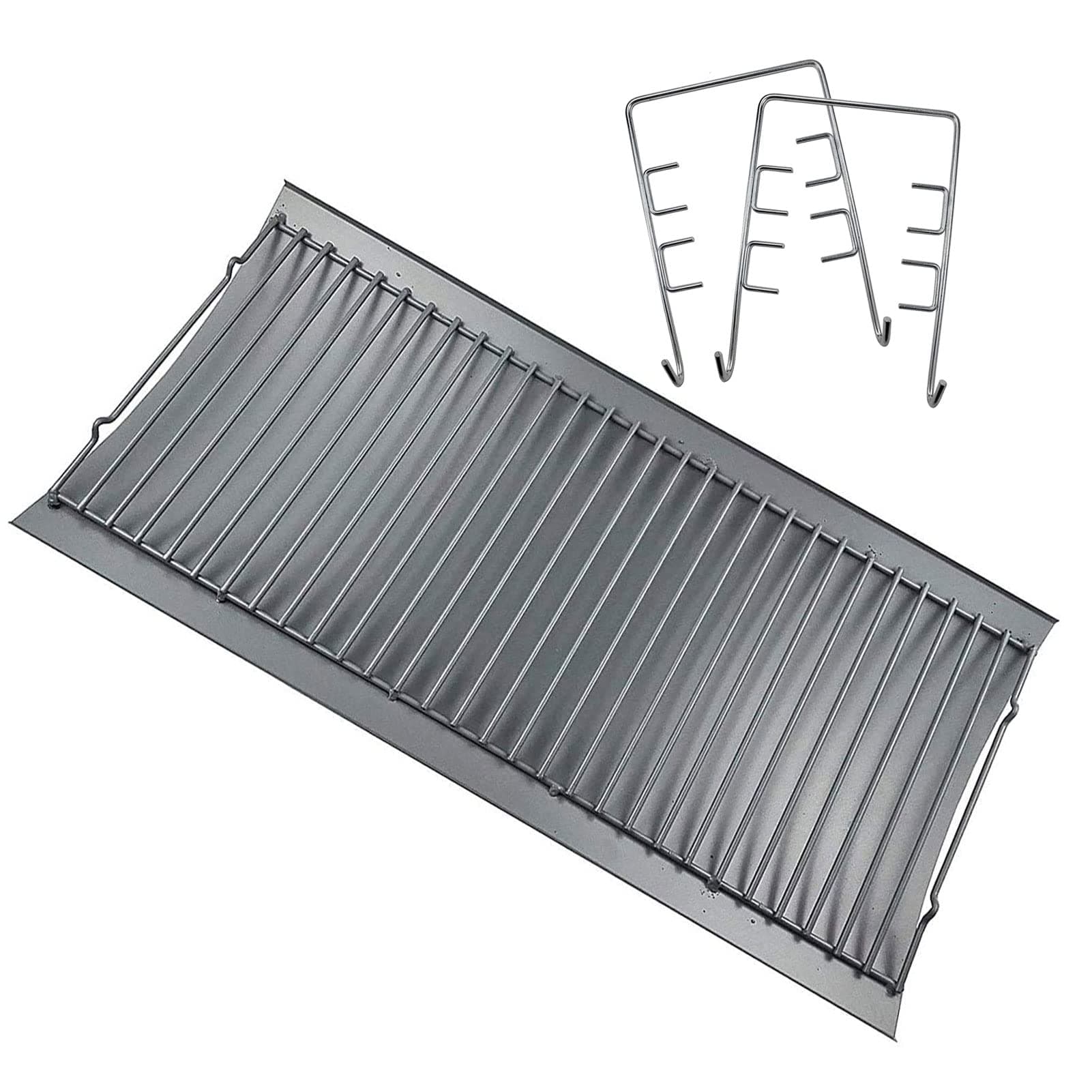 27 Inch Ash Pan Replacement Parts for Char Griller 1224, 1324, 2121, 2222, 2727 and Charbroil Grills, Charcoal Tray with 2pcs Fire Grate Hanger Set