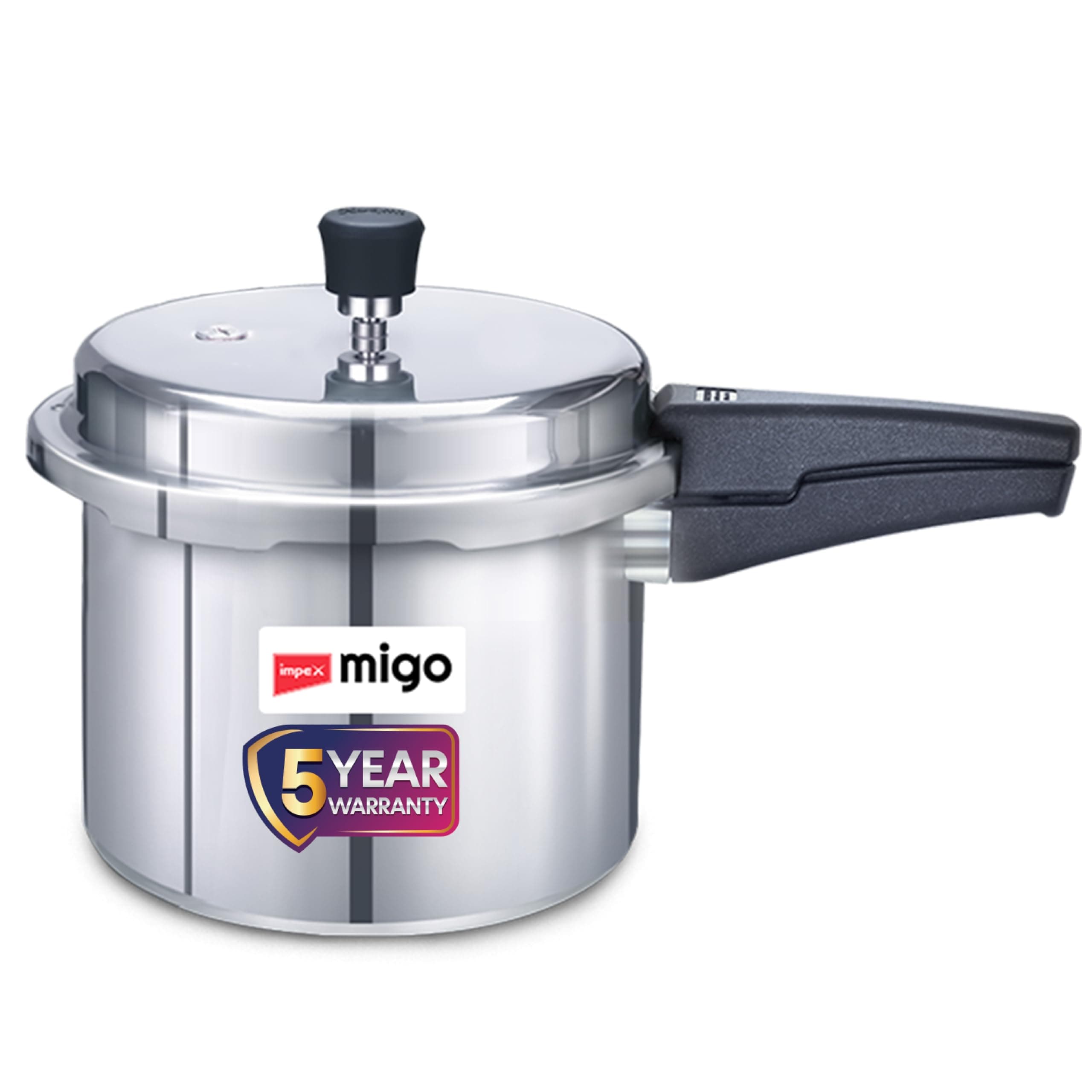 Impex 3 Litre Aluminium Pressure Cooker With Outer Lid | Induction And Gas Stove Compatible Pressure Cooker For Healthy Cooking | ISI Certified | 5 Years Warranty, Silver