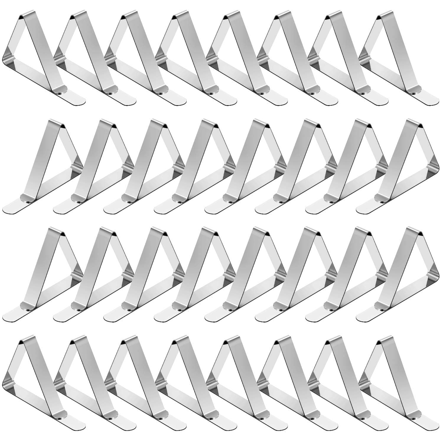 TriPole Tablecloth Clips 32 Pack Picnic Table Clips, Stainless Steel Table Cloth Holder Clips for Outdoor Tables, Metal Tables Cover Skirt Clamps for Camping Dining Wedding Graduation Party Essential