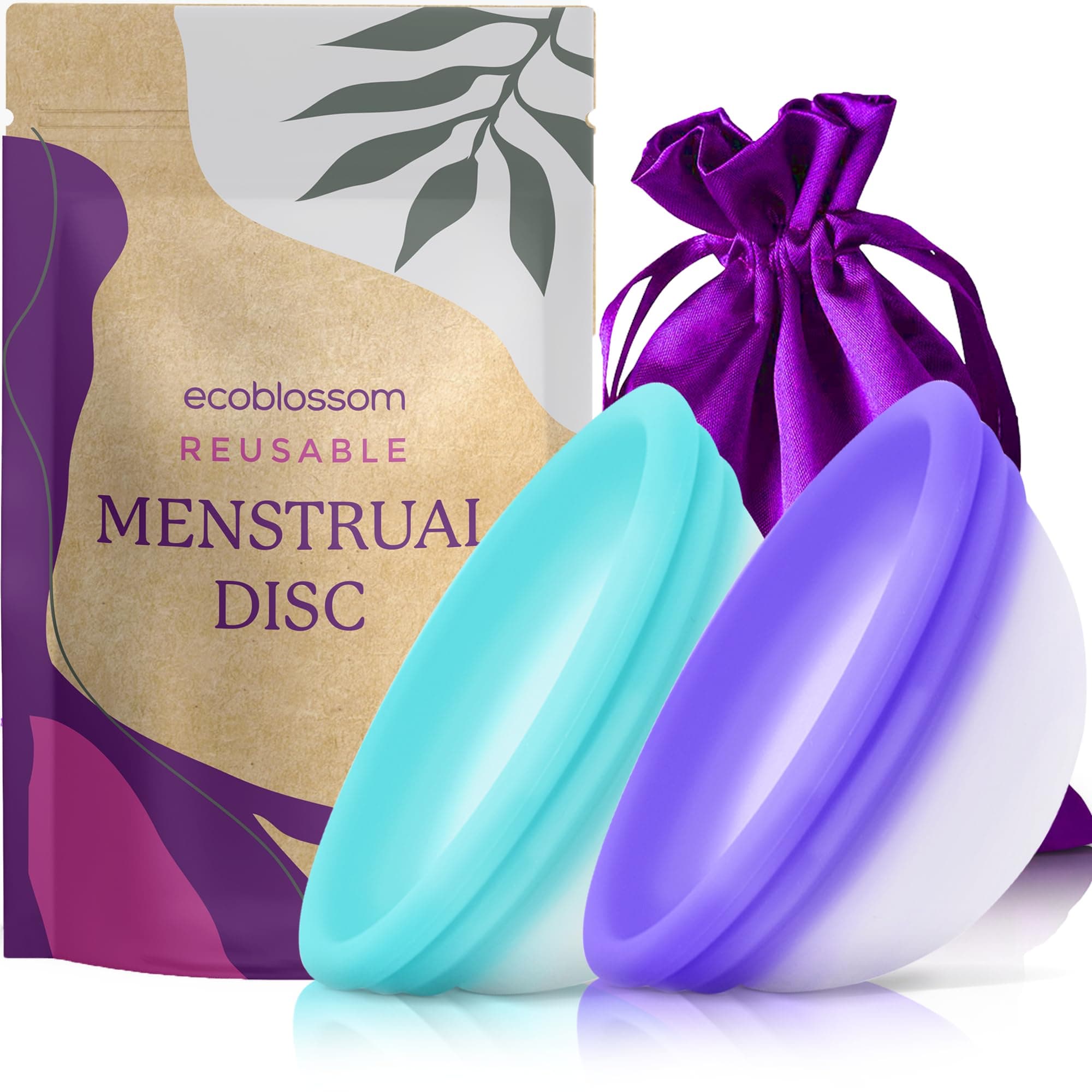 Ecoblossom Menstrual Original Disc - Set of 2 Reusable Period Discs Regular (Large Disc (Pack of 2))