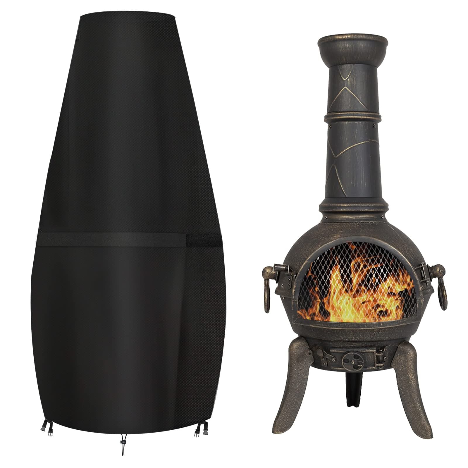 GARPROVM Large Chimenea Cover,Waterproof,Windproof,UV-resistant, Heavy Duty R...