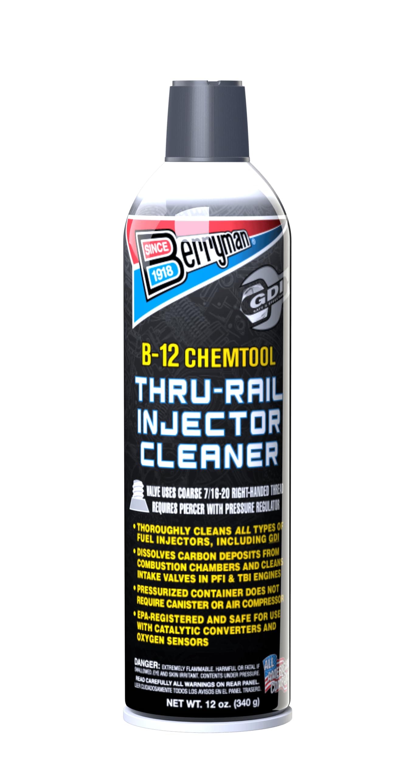 Berryman Products 1120 B-12 Chemtool Thru-Rail Fuel Injector Cleaner Pressurized Can, 12 oz., Pack of 1