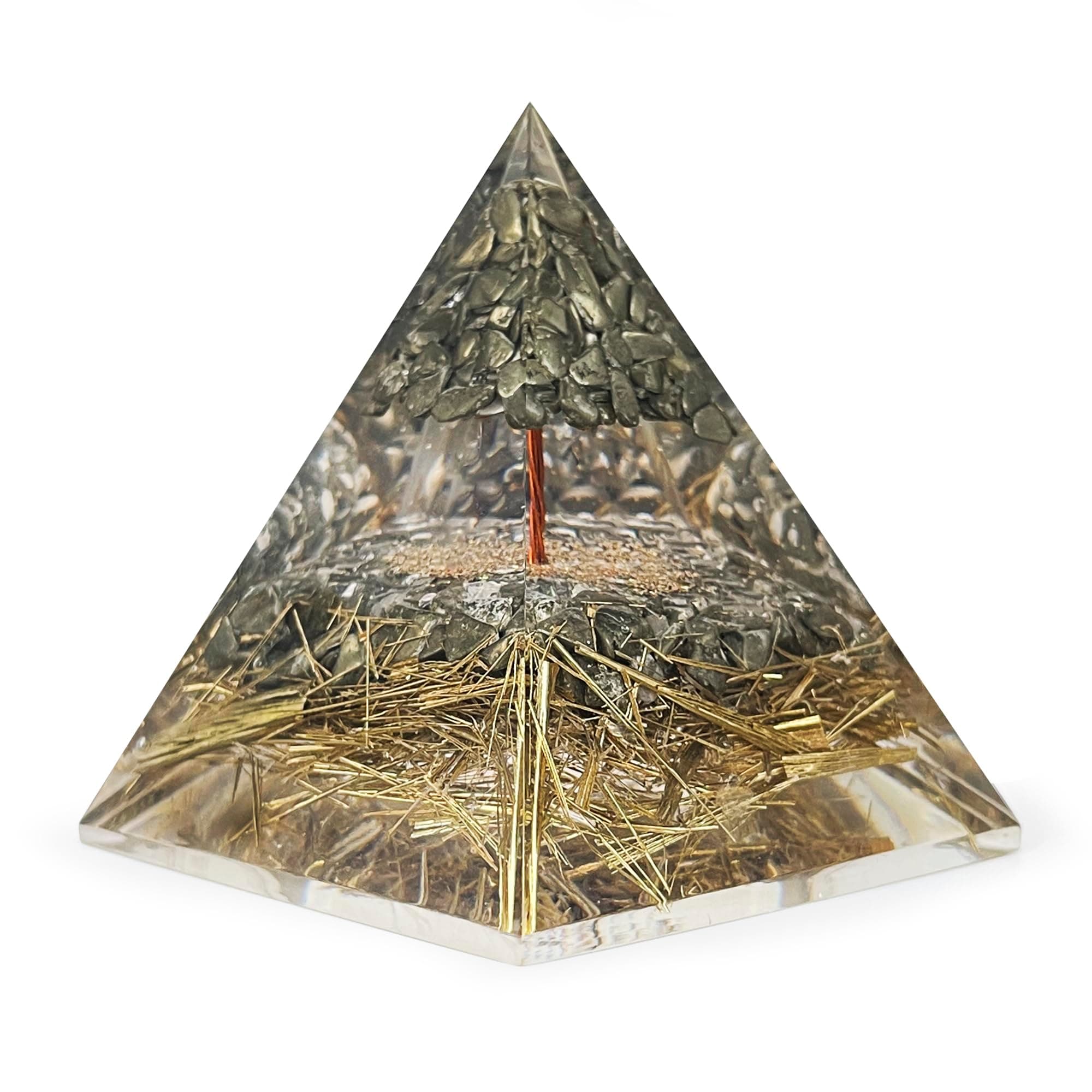 Original Pyrite Crystal Pyramid - Pyrite Tree Vastu Pyramid for Money Good Luck Prosperity Positivity Fame Vastu Reiki Healing Wealth and Abundance - 3.5 Inch