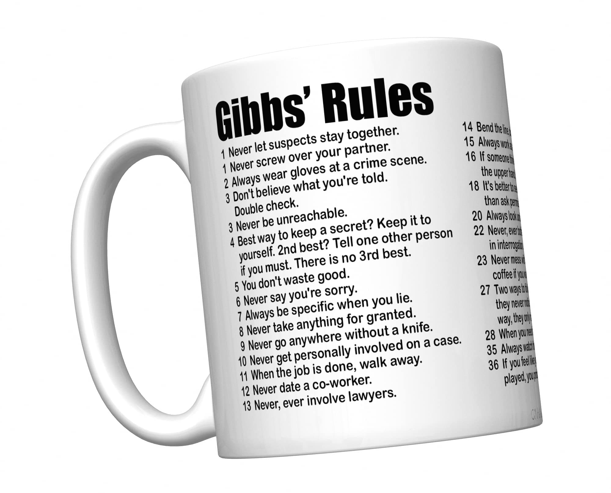 - CJ Artisans NCIS Gibbs' Rules Coffee Mug (All 38 Rules)