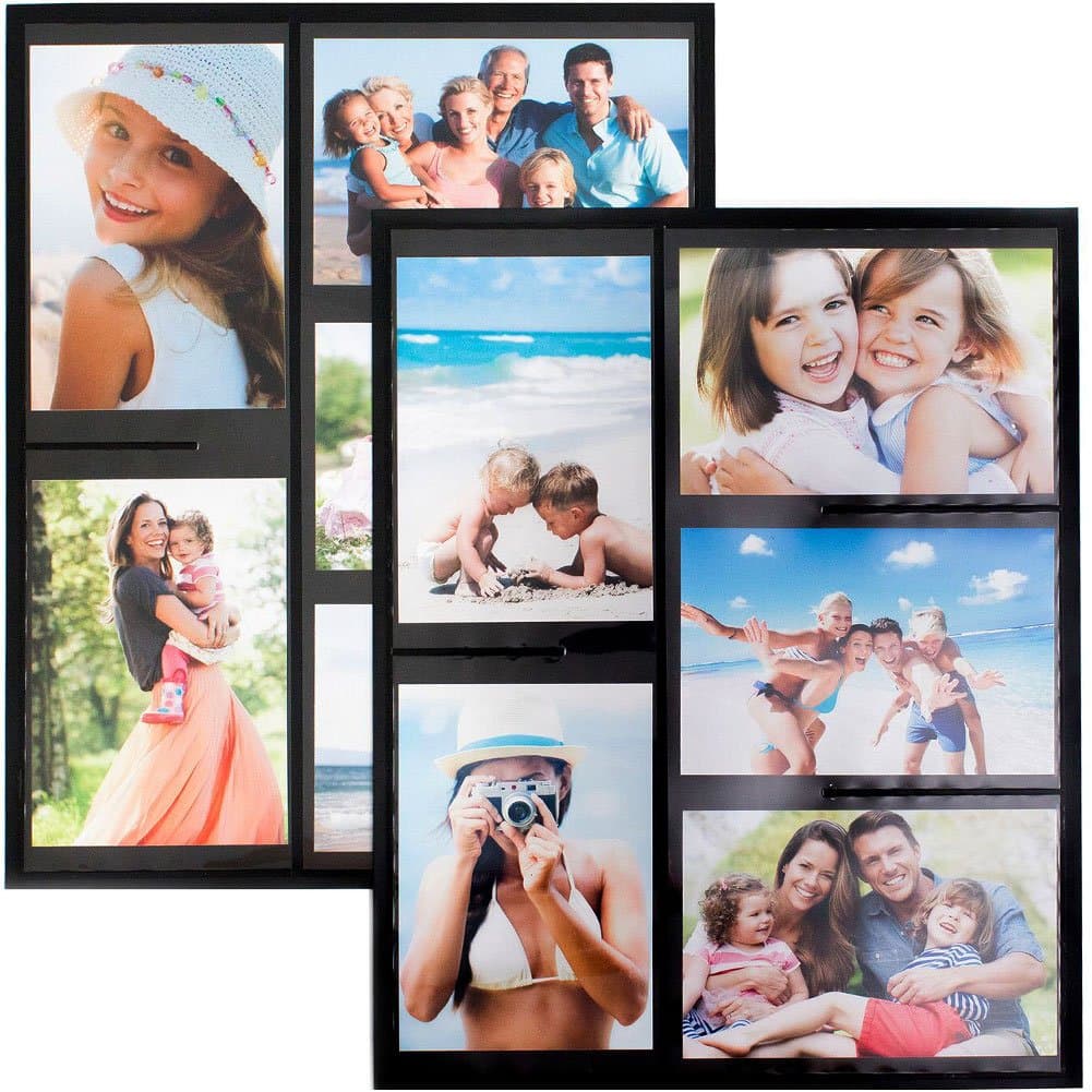 Wind & Sea Magnetic Picture Collage Frames for Refrigerator, Holds Multiple 4x6 Photos and Organizes Your Fridge, 2 Pack, Black