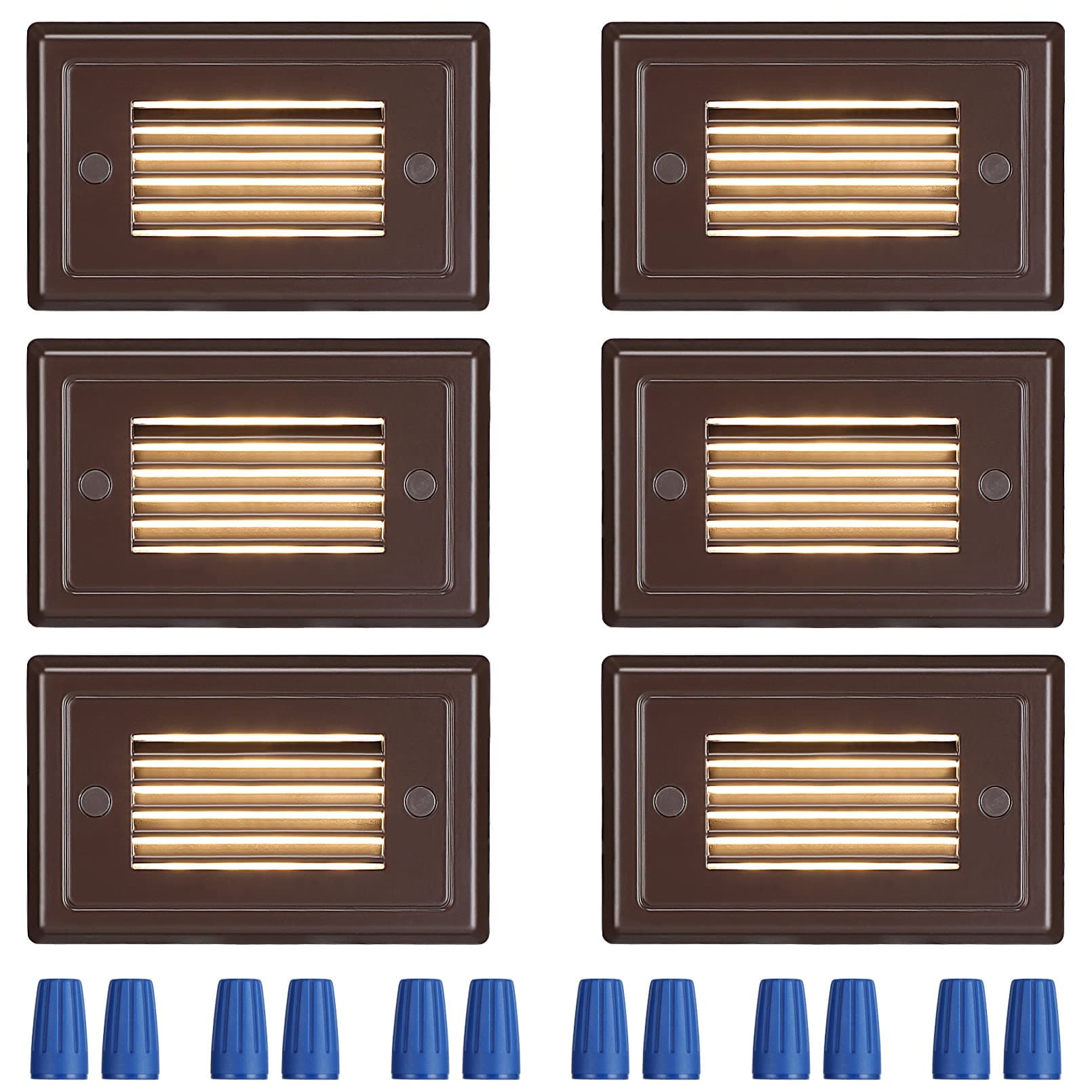 LEONLITE 12V Low Voltage Step Lights, 3W LED Step Lights Outdoor, ETL Listed, Landscape Stair Lights, Surface Mount, Aluminum, IP65 Waterproof, 3000K Warm White, Oil Rubbed Bronze, 150LM, Pack of 6