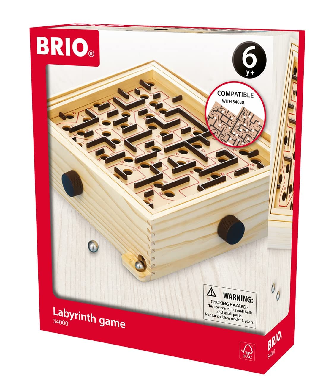 BRIO 34000 Labyrinth Game - Classic Mind-Challenging Maze | Enhances Concentration and Coordination | Perfect for Kids Age 6 and Up | Over 3 Million Units Sold