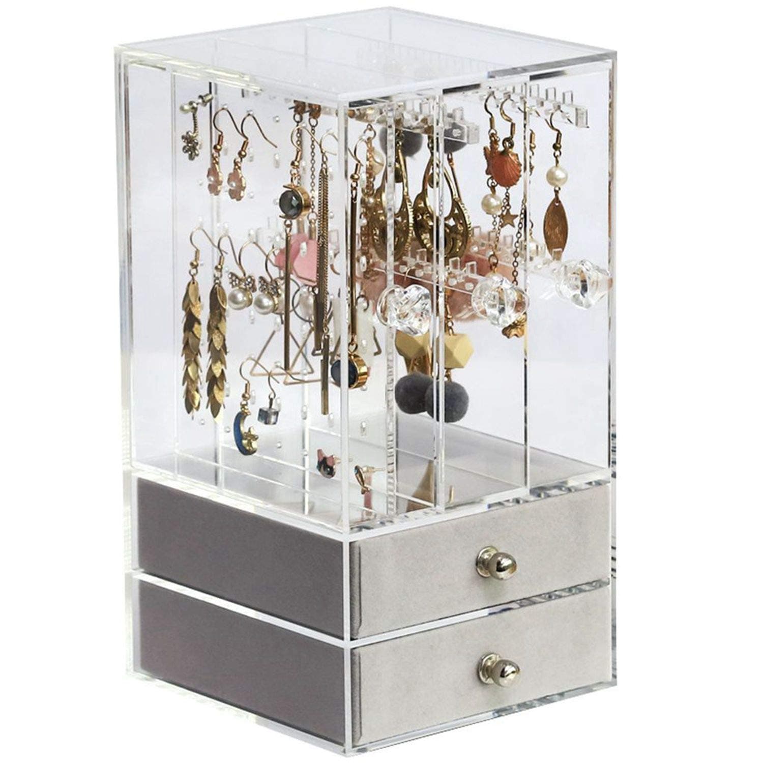 HOSEN Acrylic Earring Holder And Jewelry Box ,Clear Jewelry Organizer ,earring holder organizer ,Necklace Earrings & Bracelet Hanger Acrylic Display Storage Case Decor, Large Size