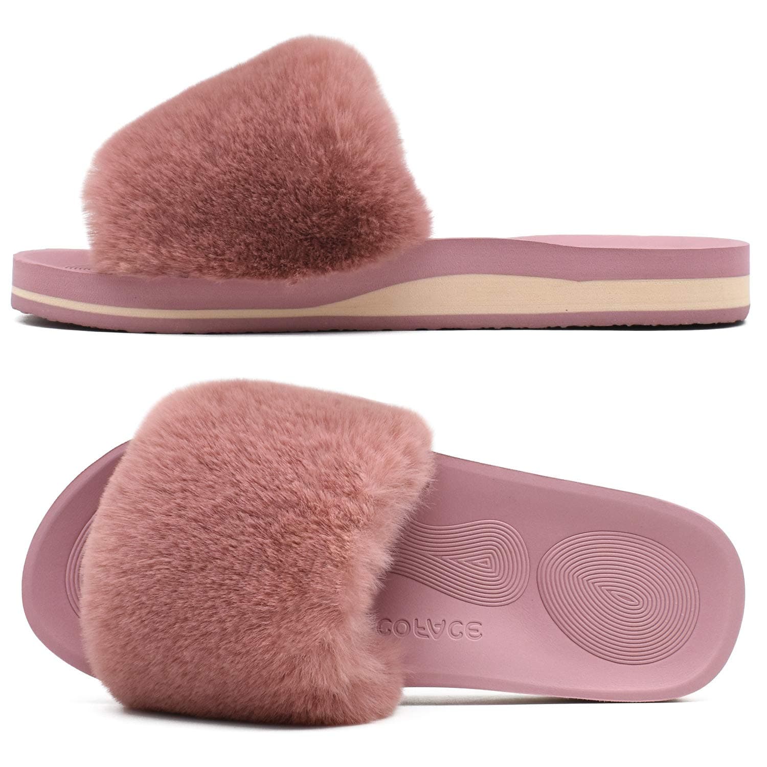 Plush Slippers Women's Fur Slippers Cosy Slides Women's Slippers Summer Winter Bathing Shoes Slippers for Women Slippers