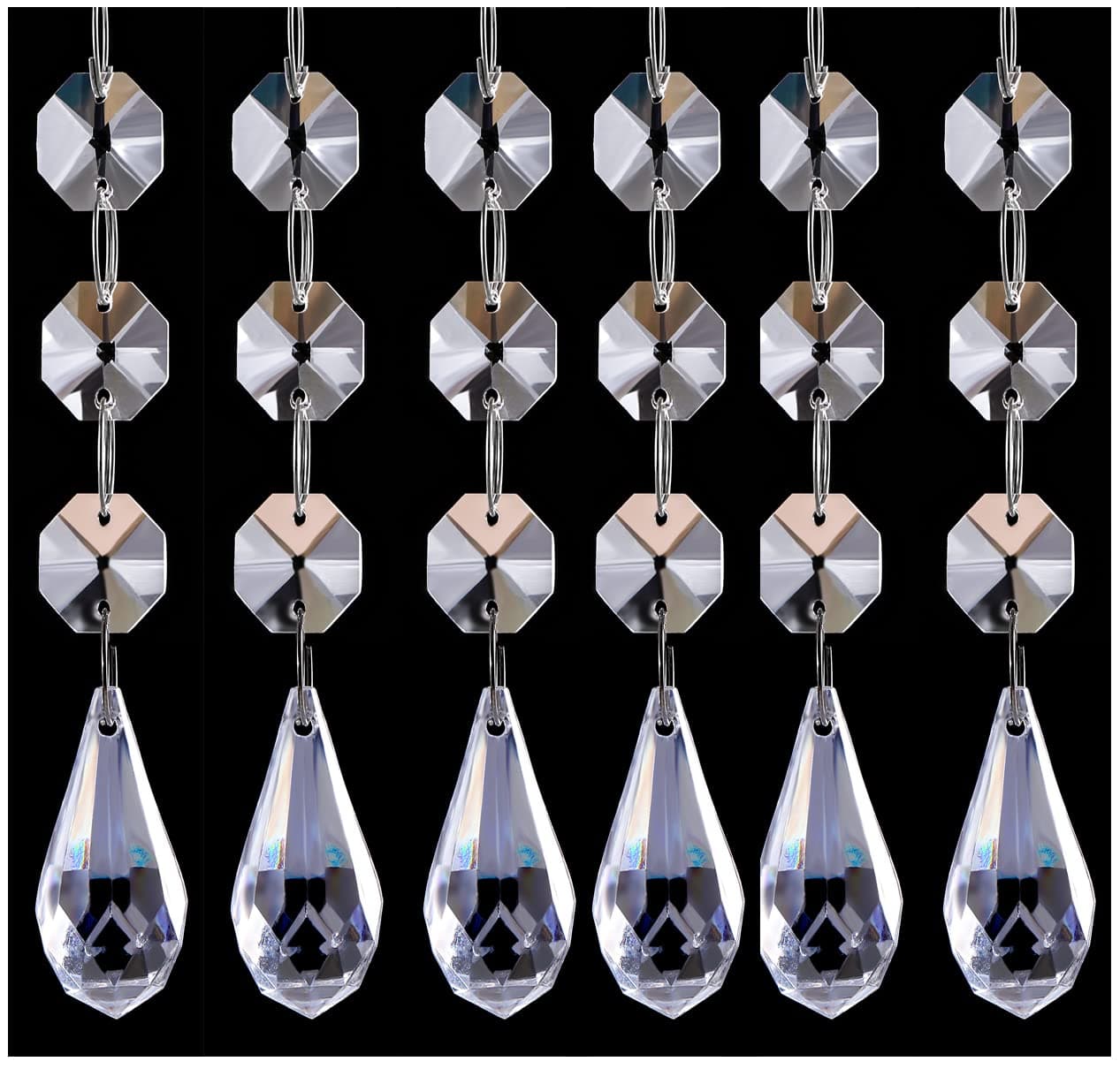 Ball Teardrop Acrylic Crystal Hanging Ornaments Beads for Christmas Tree Garland Chandelier Wedding Party Celebration Decor 30 Pack