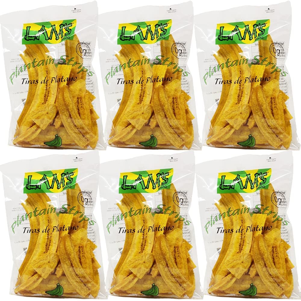 (pack of 06) Lam's Plantain Strips || Tiras de Platano || 2.5oz || 71g || Vegetable Snacks || Healthy & Fresh Snacks || Gluten-free || Banana Chips || Natural Slices ||