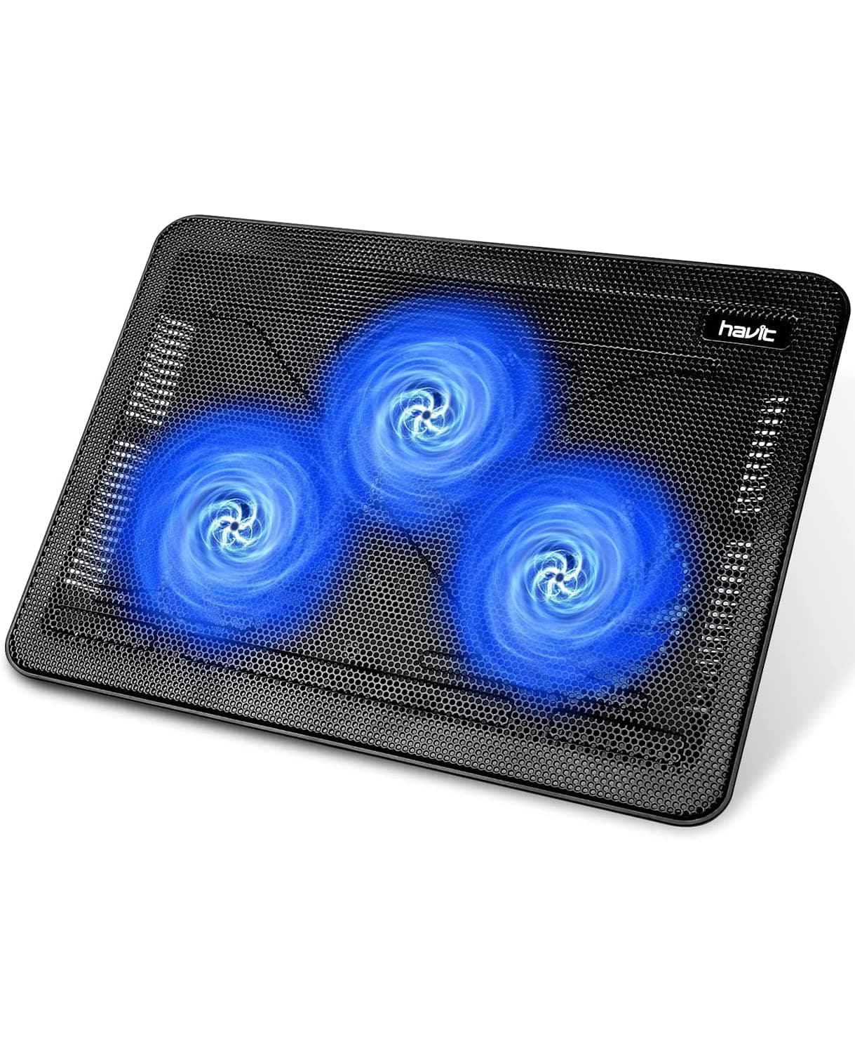 Cooling Pad 12"-17" Laptop Cooler with 3 Ultra Quiet Fans, Ergonomic Comfort Notebook Cooler with 2 USB Ports, Light-weight Gaming Laptop Cooler Stand