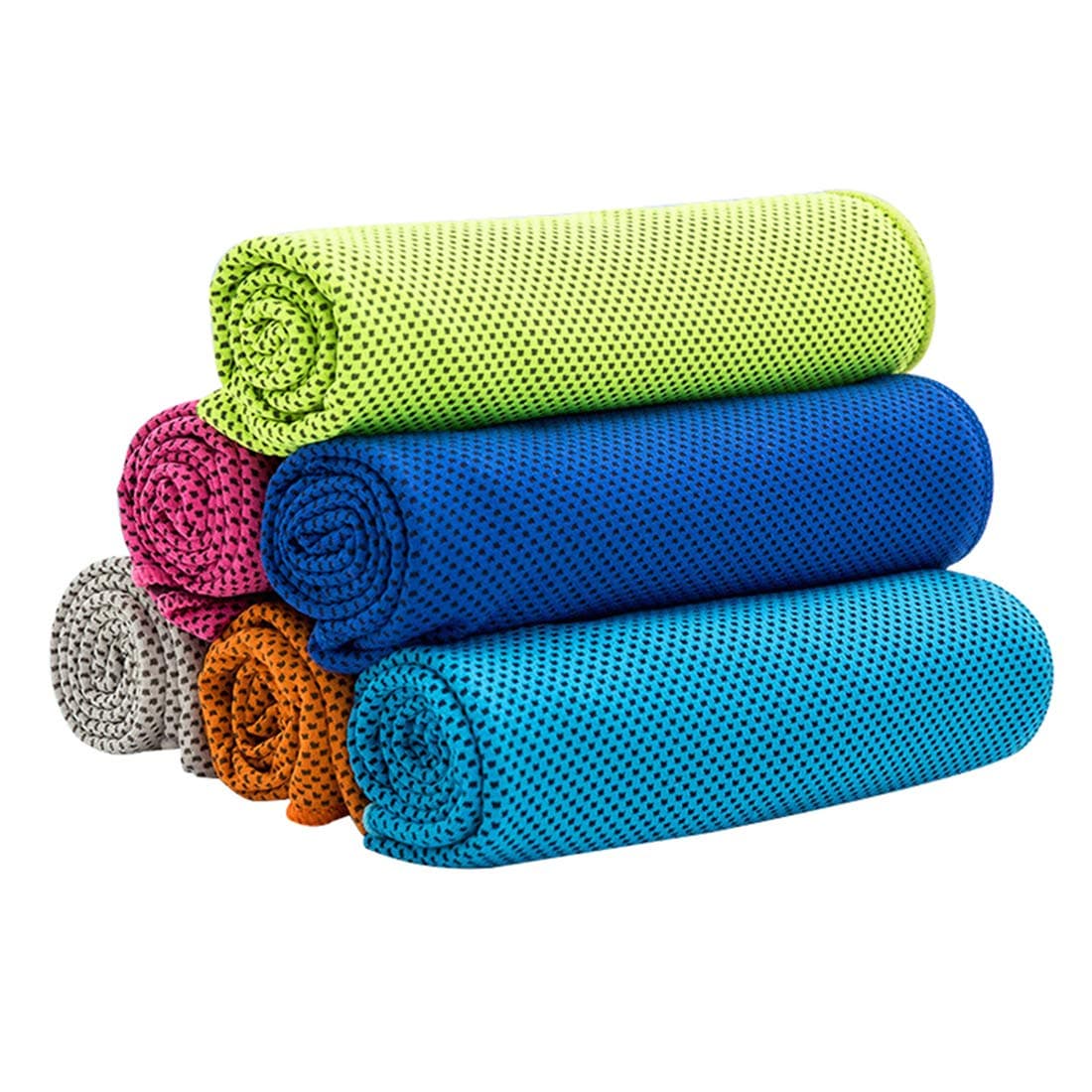 CHARS Cooling Towel 6 Packs (40"×12") - Cold Workout Towels Cool Neck Warp Sweat Rags for Sports, Fitness, Gym, Yoga, Running, Travel, Camping (6 Colors)