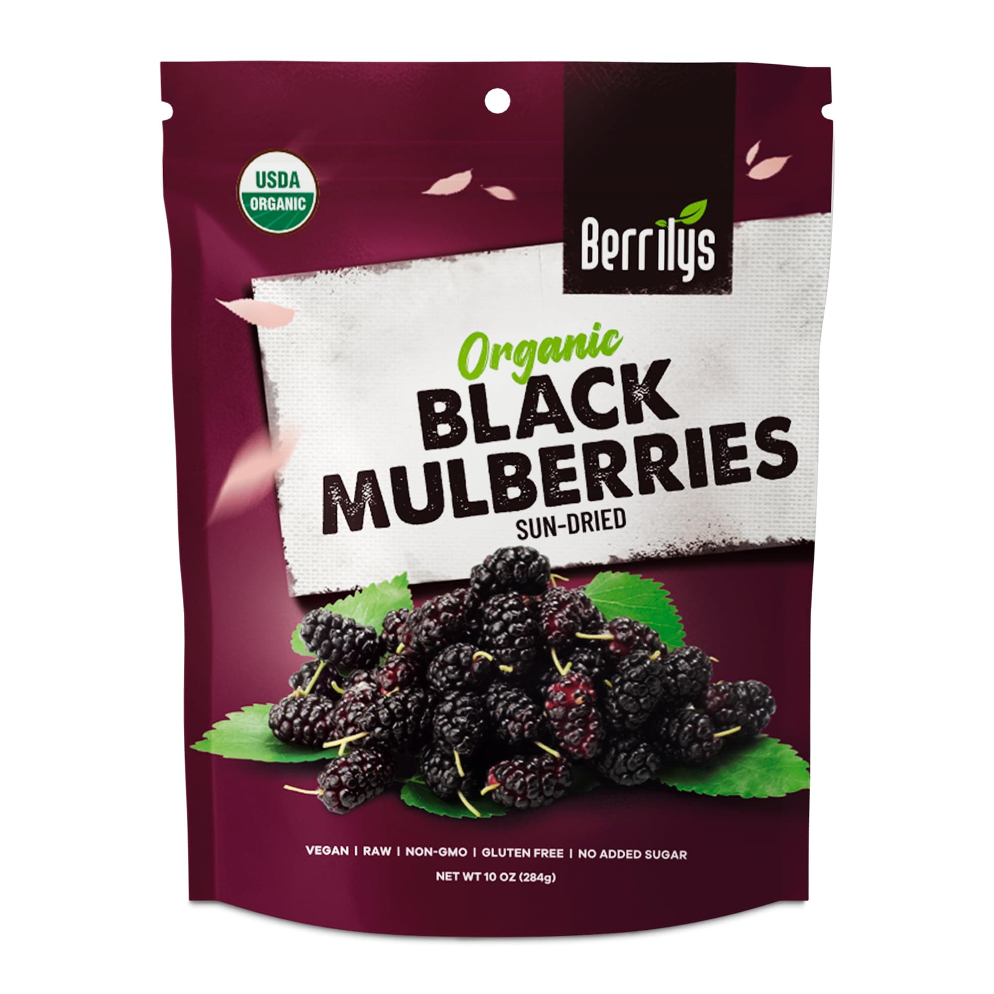 Berrilys Sun-Dried Black Mulberries 280 gr - Gluten-Free, No Preservatives or Additives, Dried Fruit, Ideal Alternative to Raisins, Goji Berries, Dried Figs, Cherries & Dates