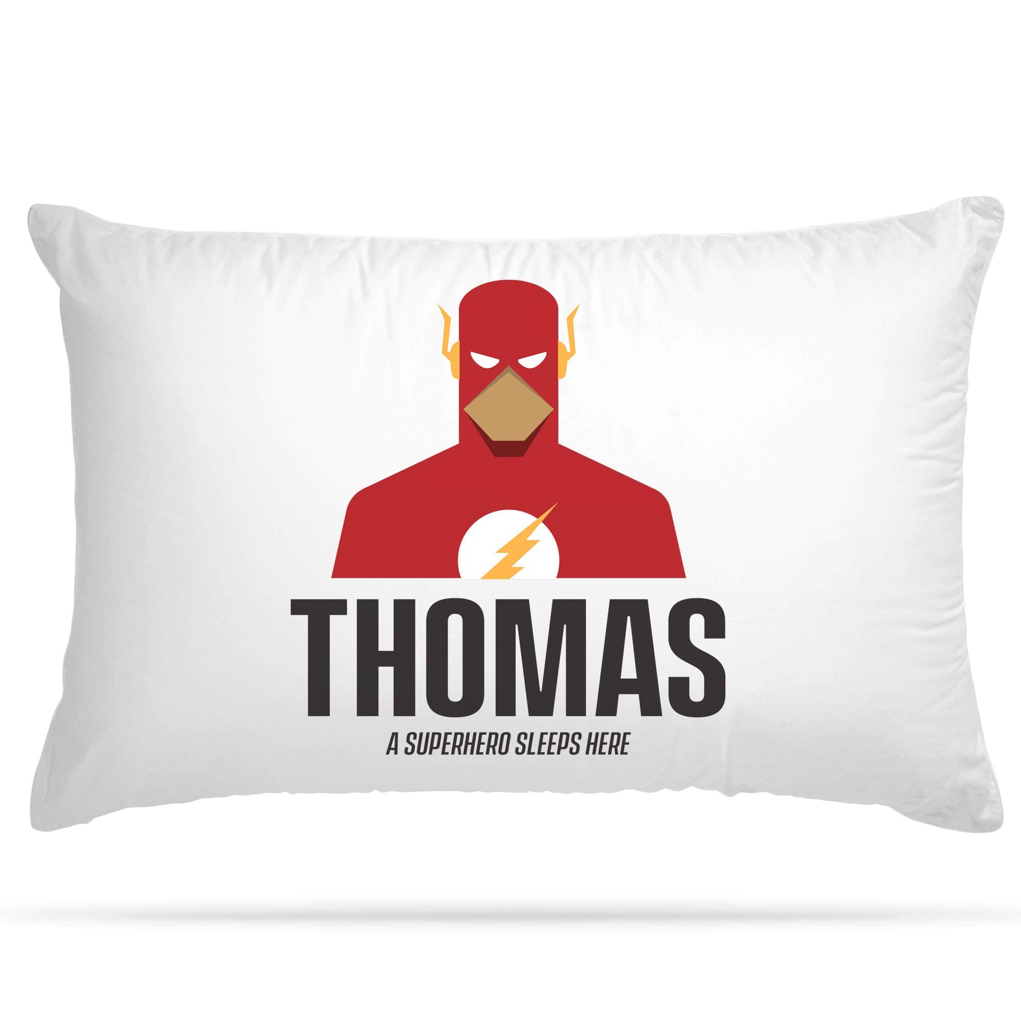 Personalised Pillow Case 15 Different Superhero Any Name Print Gift for Kids Bedroom Decoration Boys and Girls (Flash)