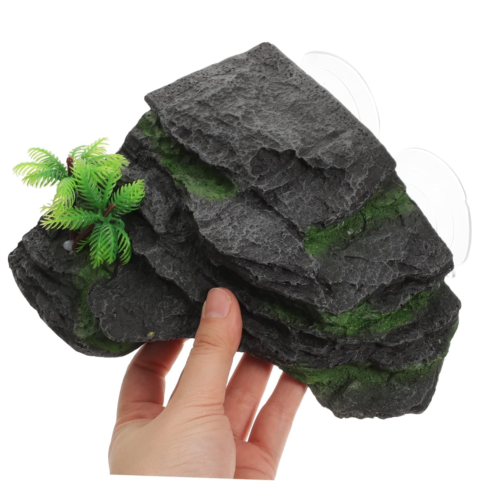 NALACAL Turtle Platform Turtle Basking Platform Large Floating Turtle Dock Reptile Basking Platform Aquarium Decorations Turtle Tank Rocks Synthetic Resin Crawl Tortoise (18x17x7cm)