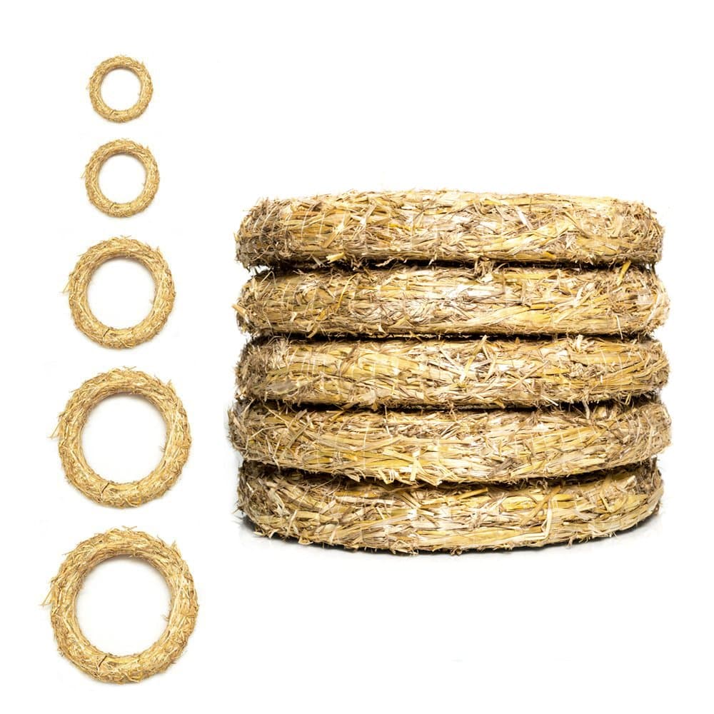 DekoPrinz Straw wreaths, 5 pc | ø 30 cm diameter, 5 cm girth straw wreaths, door wreath, decorative wreath, blank wreath, straw wreath