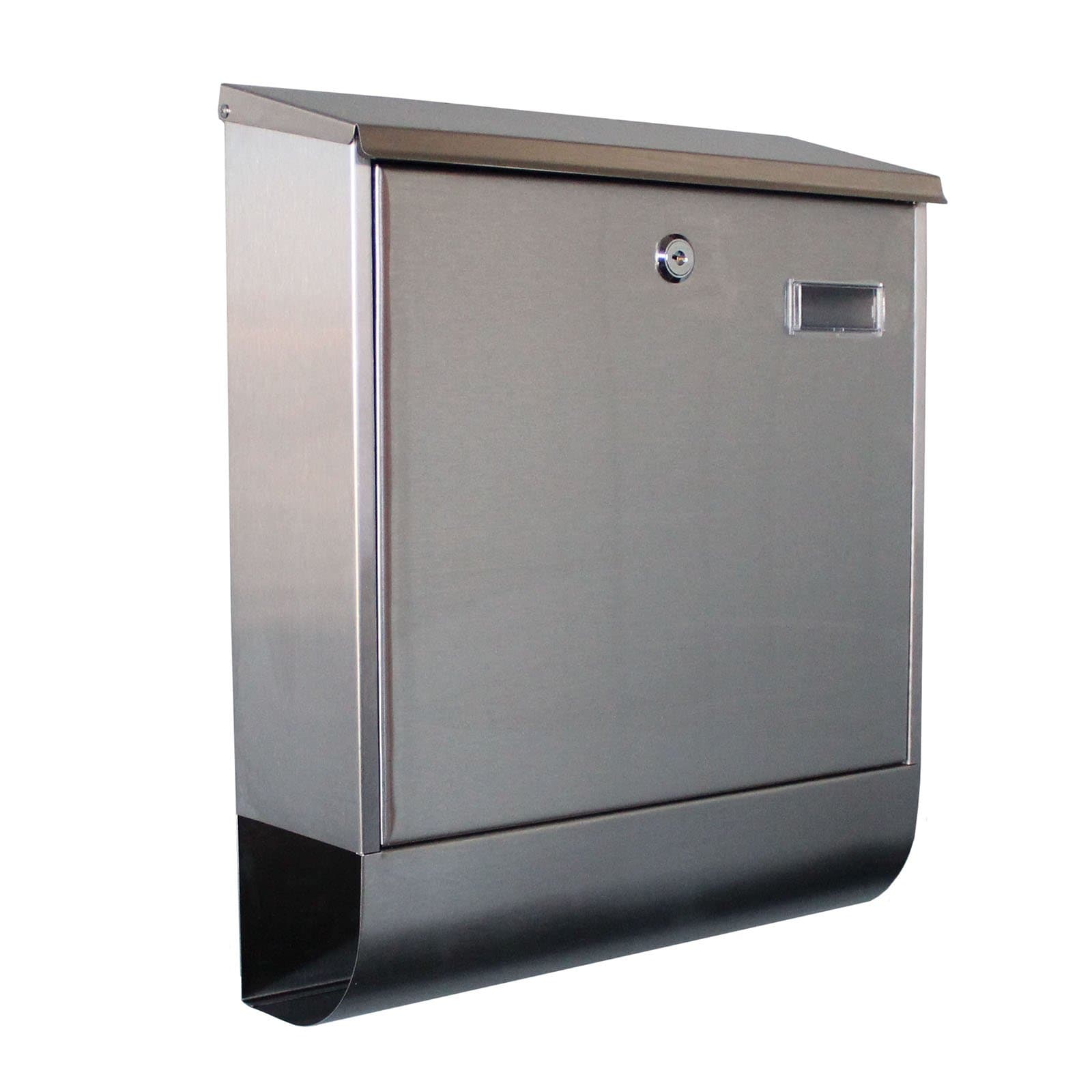 Modern Wall Mount Mailbox with Lock - Water Proof Post Box Stainless Steel Letterbox with Retrieval Door & Newspaper Roll