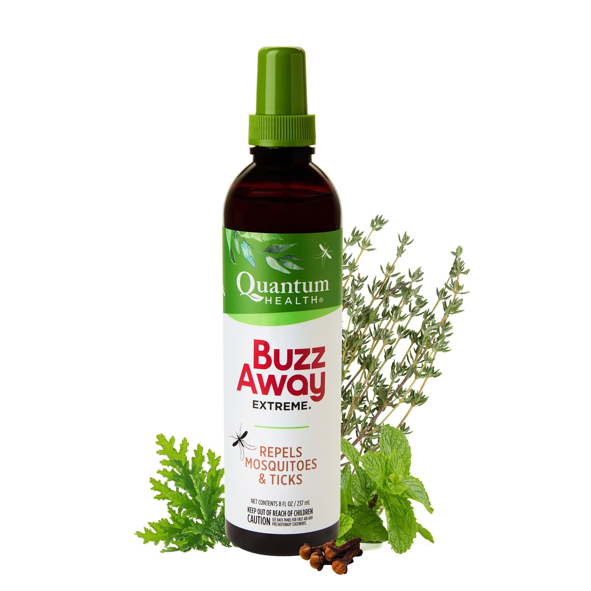 Health Buzz Away Extreme Tick & Mosquito Repellent DEET Free Peppermint & Citronella Oil Outdoor Bug Spray Powerful Plants Repel Bugs Off Your Skin, Kids Safe Insect Repellent- 8 Ounce