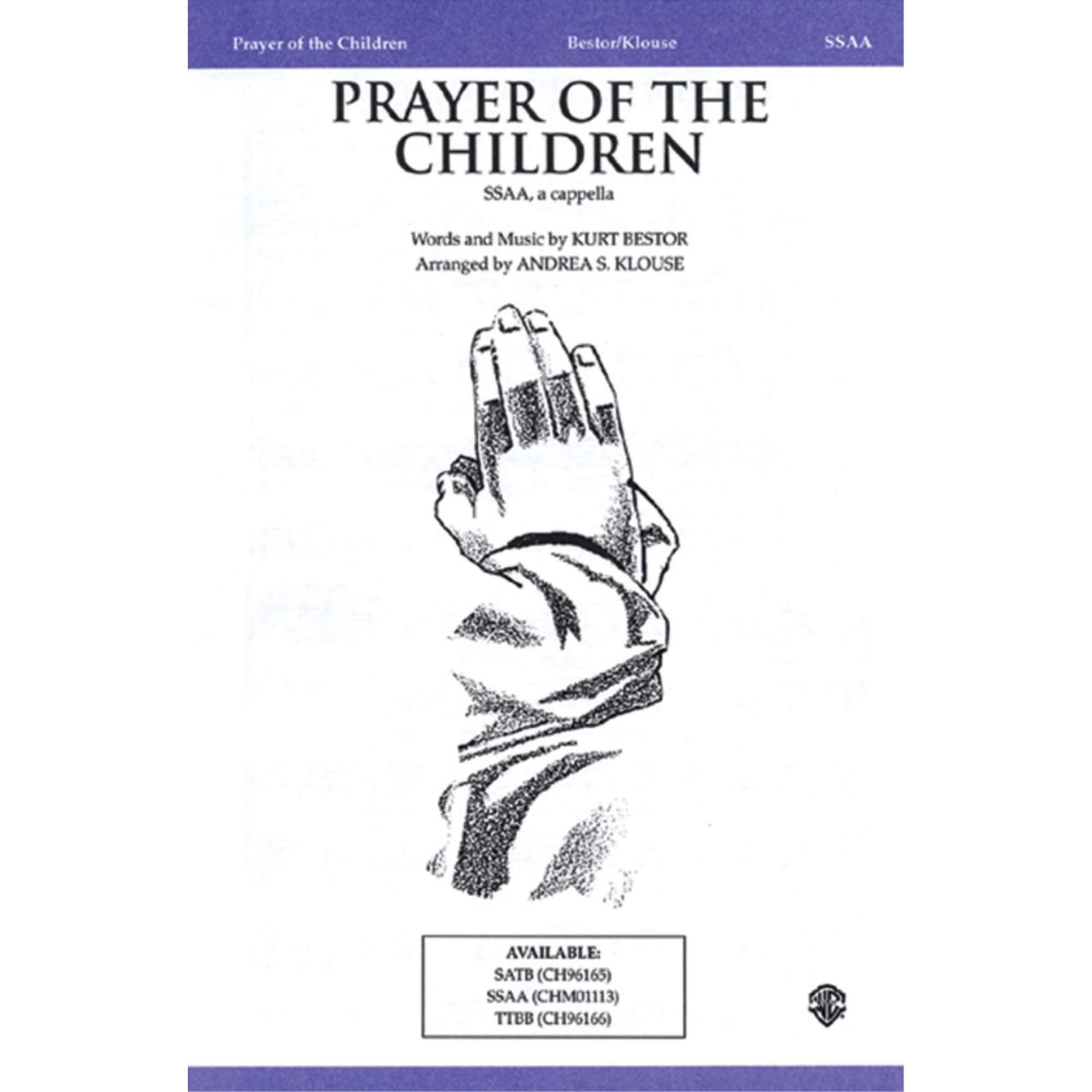 Kurt Bestor-Prayer of the Children-SSAA a Cappella-Single Sheet