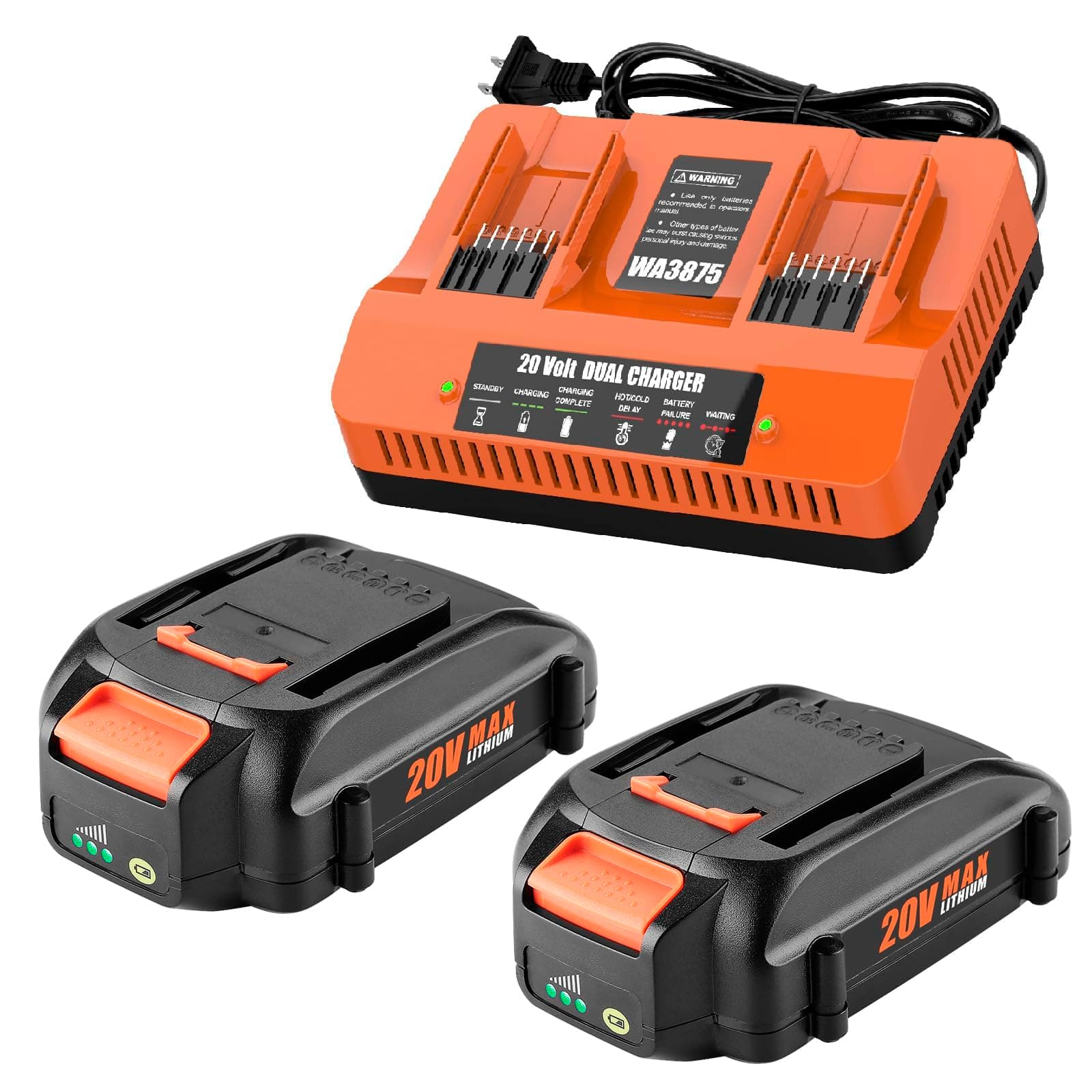 20V Lithium Battery for Worx 20V Battery and Charger Kit, Compatible with All Worx Batteries WA3520 WA3525 WA3575 WG151s WG251s WG540s WG545s WG890 WG89
