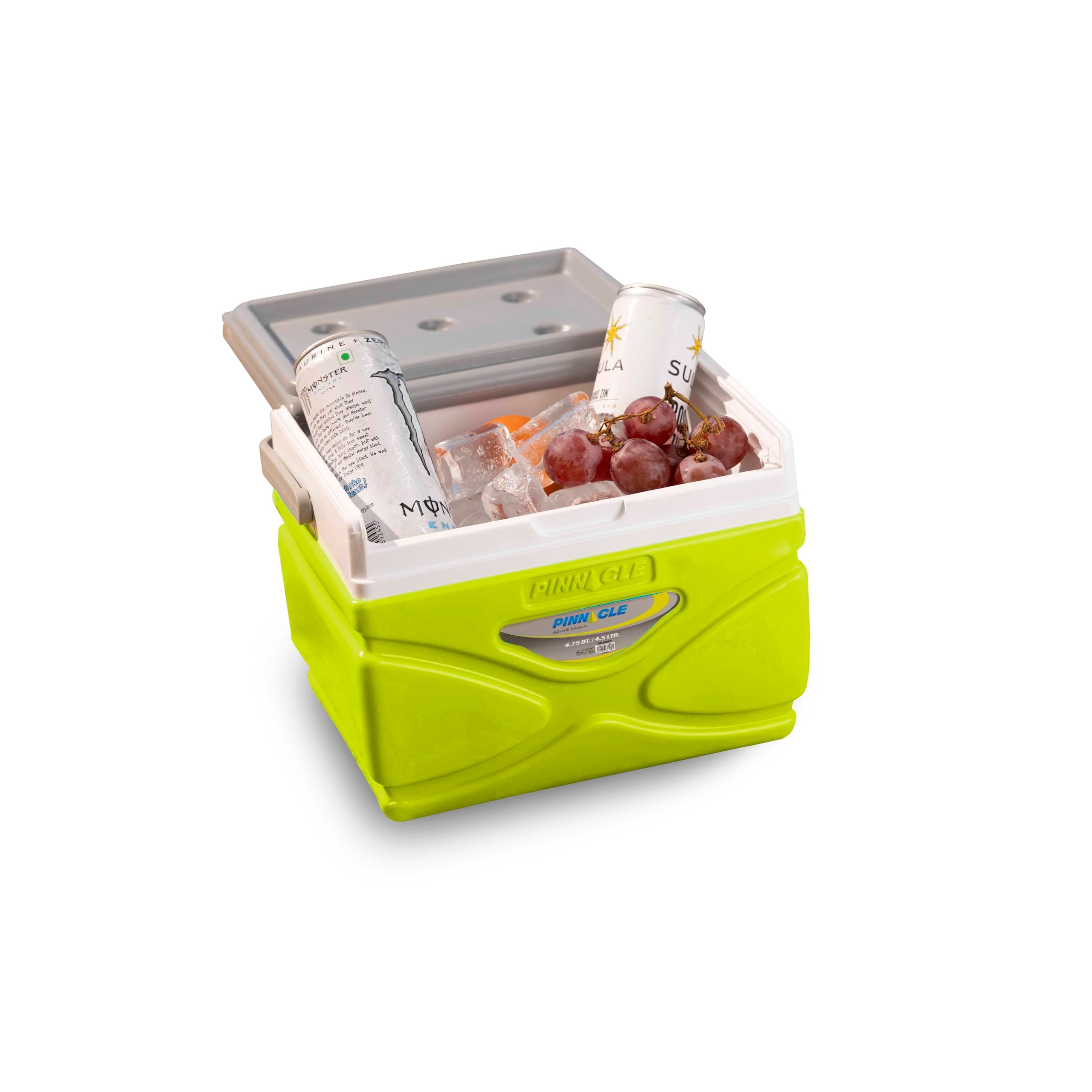 Pinnacle Prudence Ice Cool Box with Soft Touch Handle, Standard Size for Travel, Party, Bar, Ice Cubes, Cold Drinks, Medical Purposes, Keeps Cold for up to 48 Hours (4.5L) (Green)