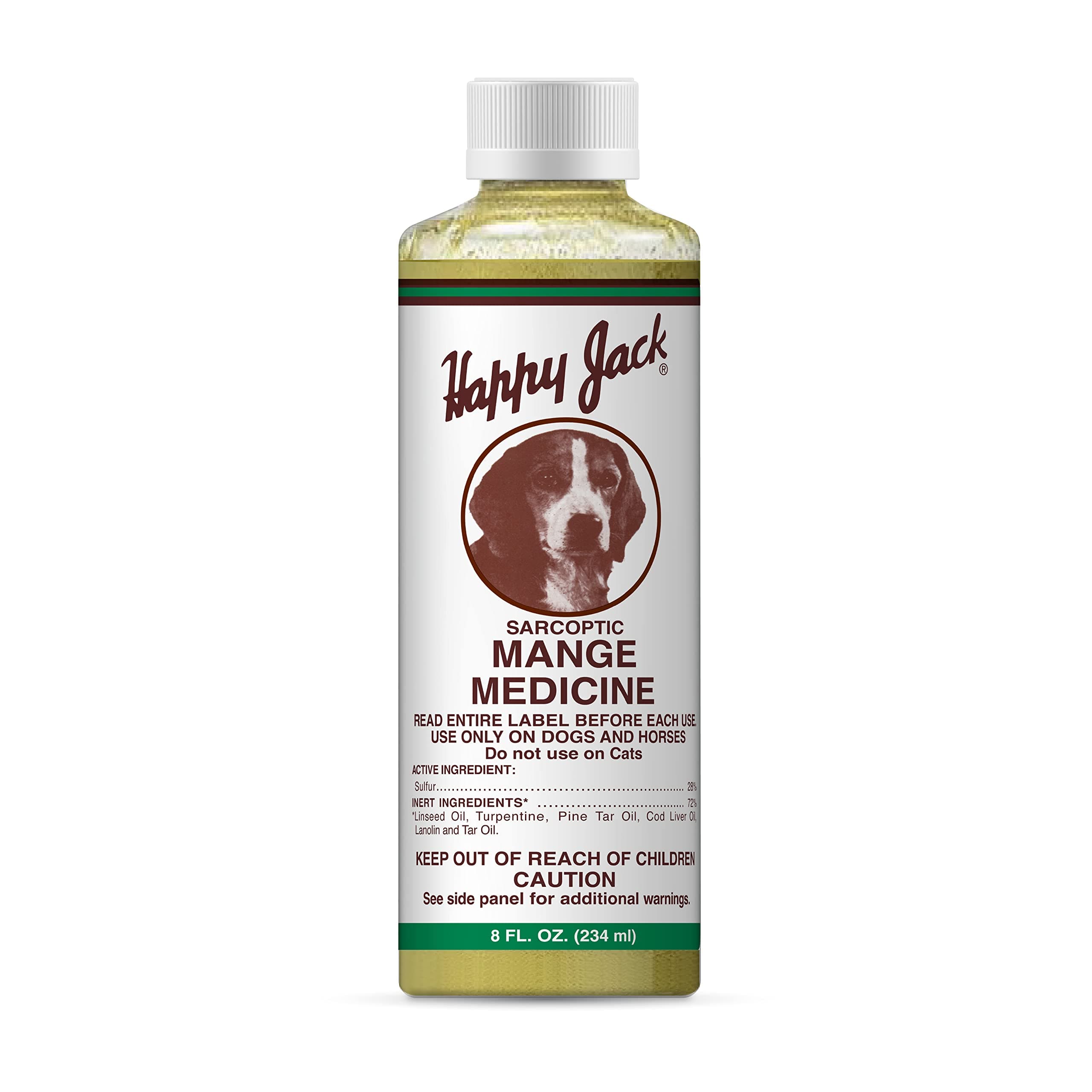 HAPPY JACK Mange Medicine & Treatment for Dogs & Horses - Brings Soothing Itch Relief to Severe Mange, Fungi, Allergies, Eczema & Most Dog Skin Irritation (8 oz)