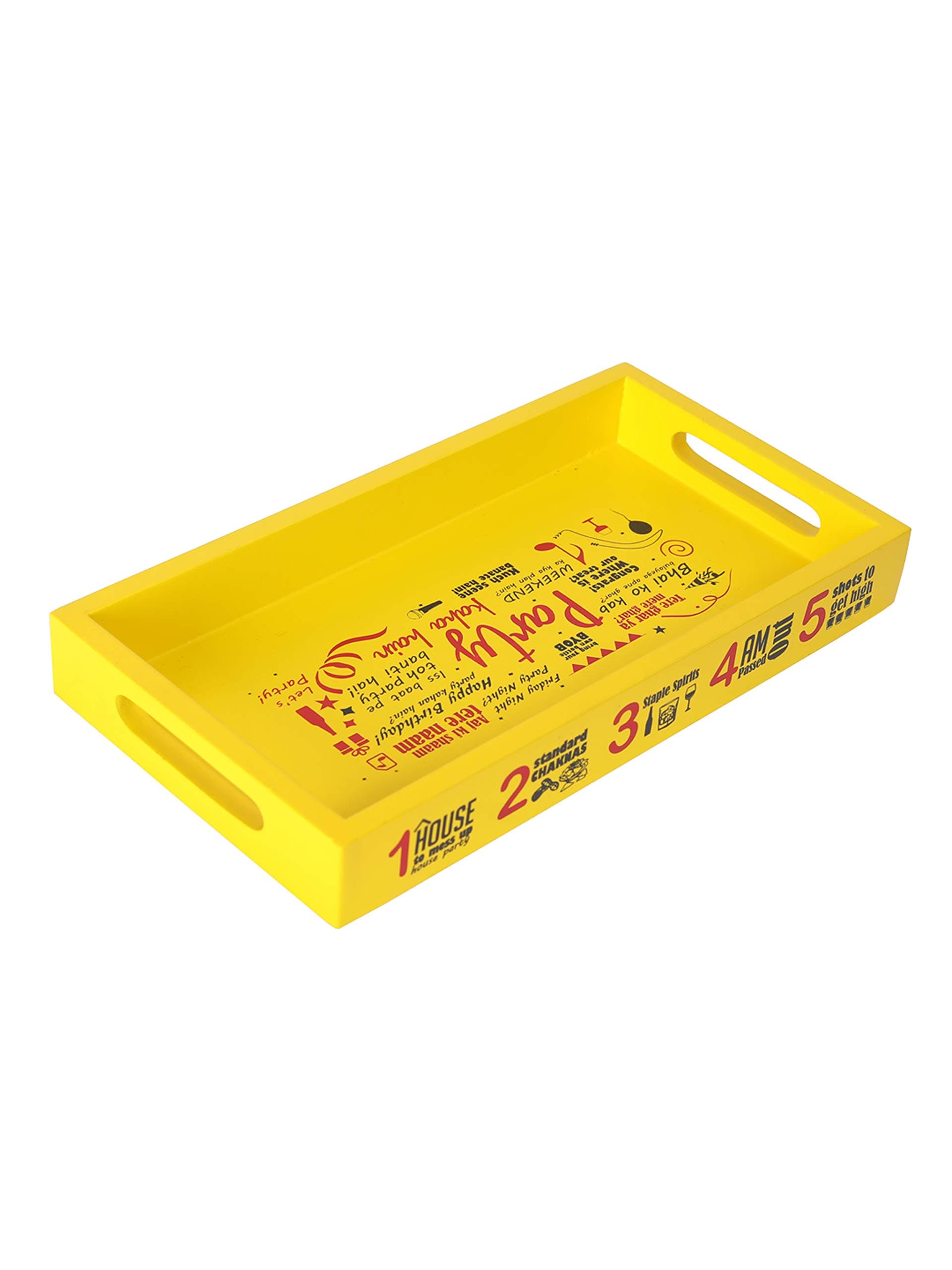 EK DO DHAI Party Kahan Hai Wooden Serving Tray, Suitable for Serving Drinks, Snacks, Wooden Serving Trays, Tray Set for Decoration, Tea Trays 14x10inch