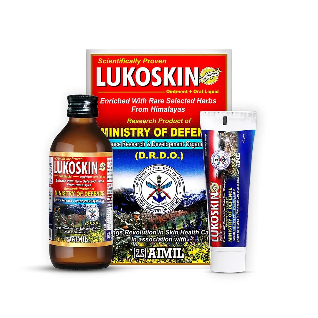 AIMIL Lukoskin Ointment & Liquid Combo - 40gm + 100ml | For Skin Health & Wellness with Bakuchi (Babchi) | Helps improves Skin Tinge