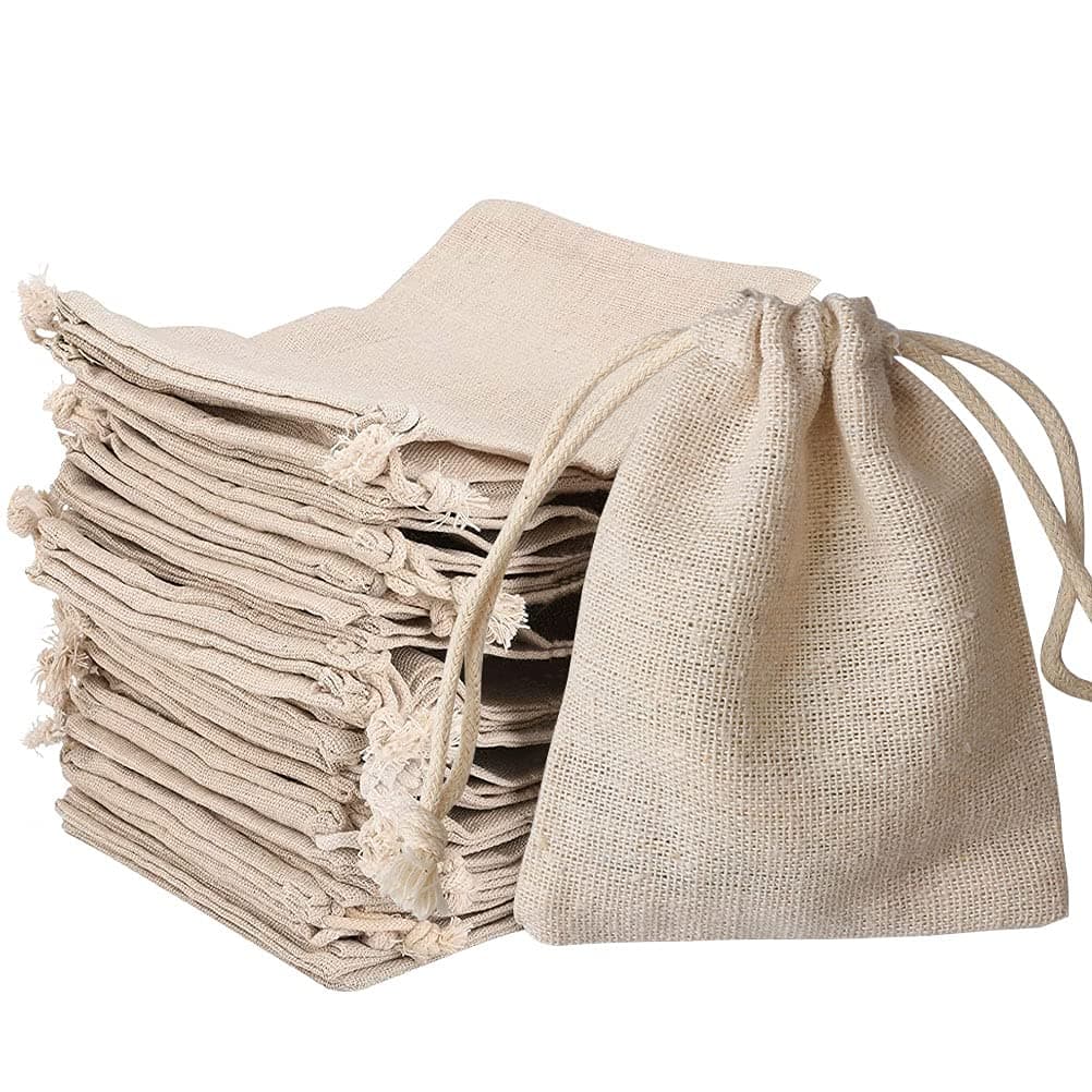nuoshen 30 Pcs Hessian Bags, 8 X 10 CM Burlap Bags Cotton Drawstring Bag Hessian Fabric Small Drawstring Bag Gift Bag for Jewelry Wedding Christmas Party and DIY Craft
