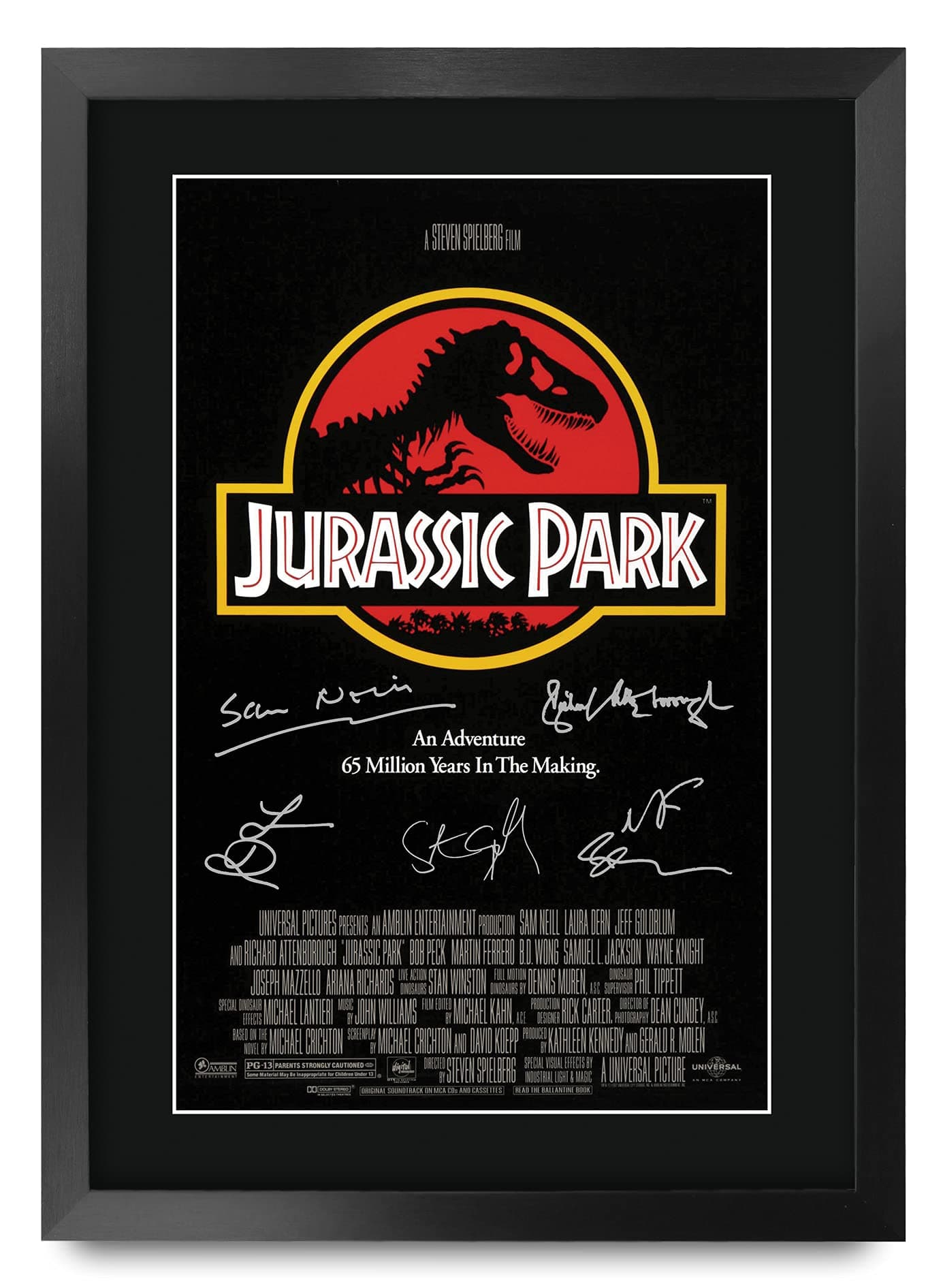 A3 FR Jurassic Park Movie Poster The Cast Signed Gift FRAMED A3 Printed Autograph Film Gifts Print Photo Picture Display