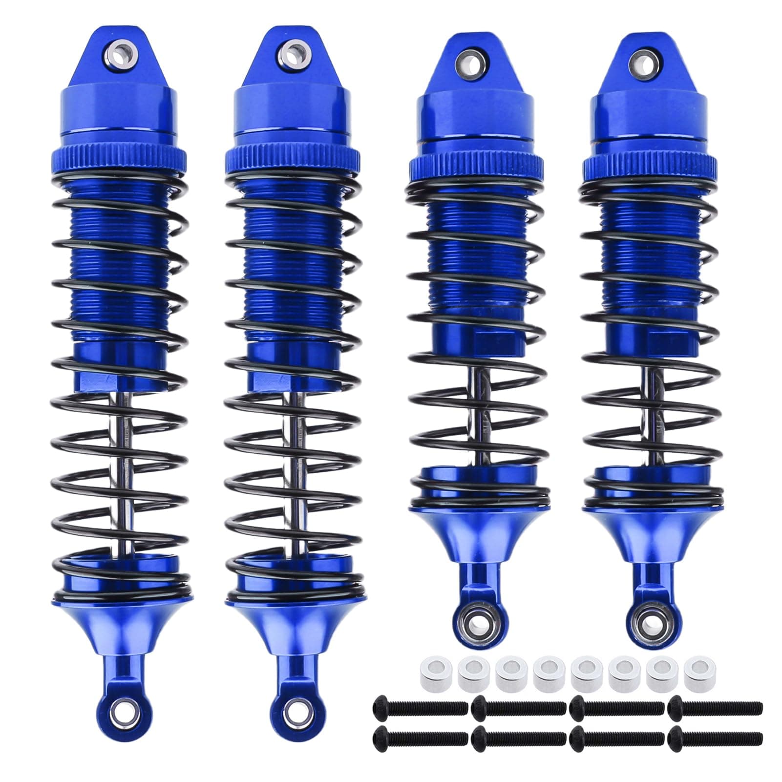 All Metal Shocks for Traxxas Rustler 4X4 VXL Slash 2WD 4x4 Hoss Stampede Bandit Nitro Shock Absorber Damper Set 1/10 Upgrades Parts Replace of 5862 (4-Pack) (Blue)