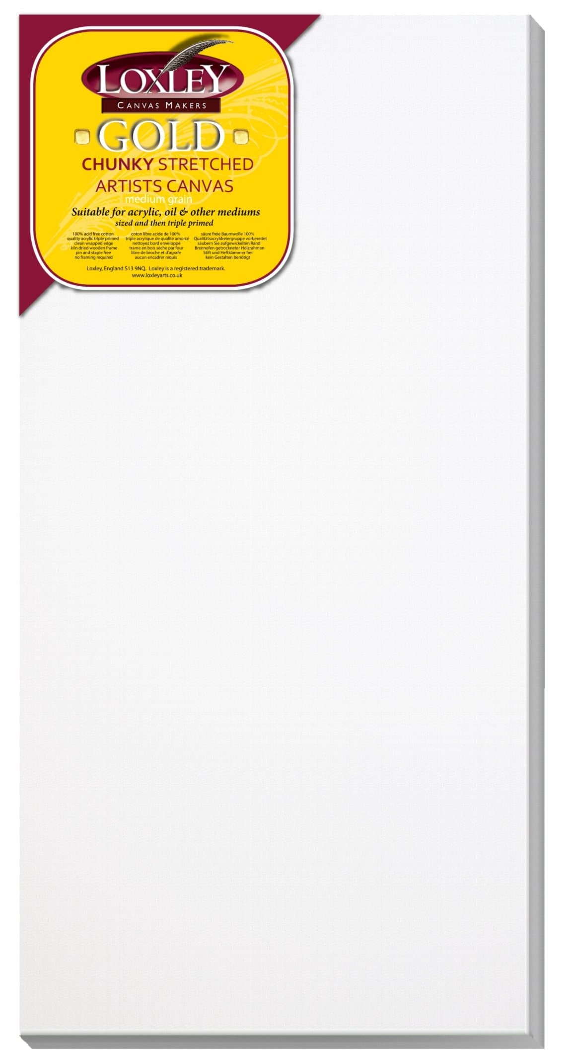 Loxley Gold 24 x 12-inch 60 x 30 cm 37mm Chunky Deep Edge Artist Quality Stretched Canvas Primed