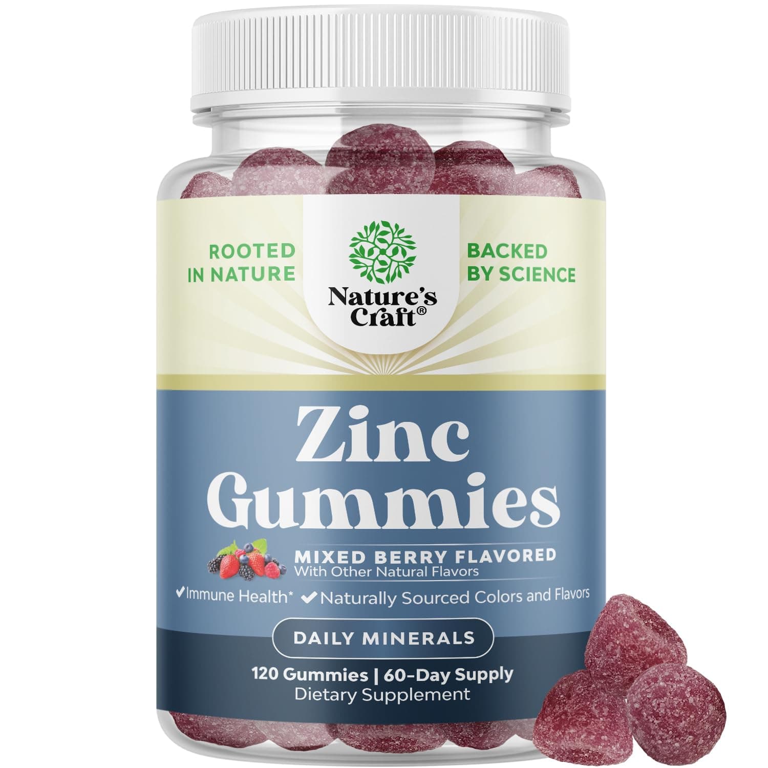 - Extra Strength Zinc Gummies for Adults - Chewable Zinc Supplements for Women & Men for Energy & Immune Support - Vitamins & Mineral Supplements - 120 Count
