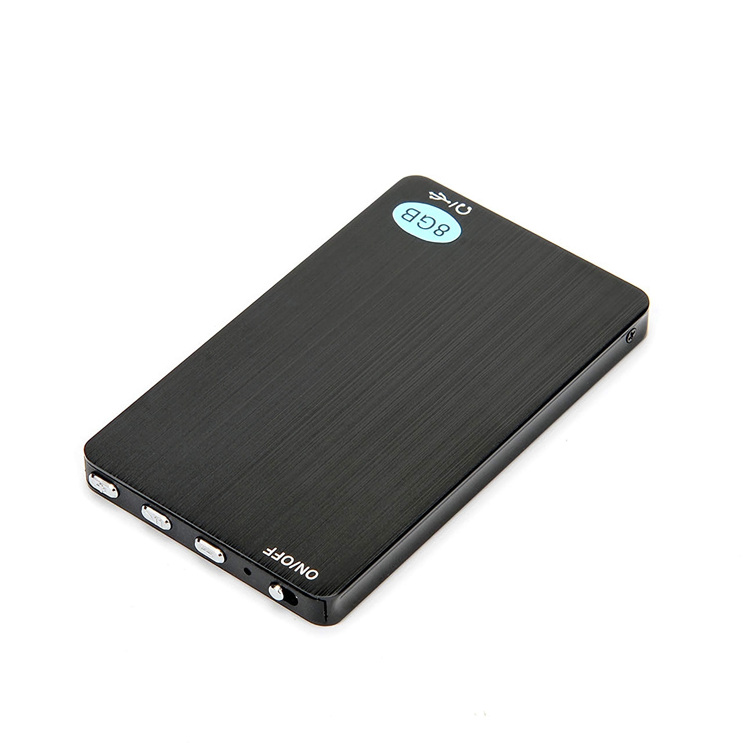 Rynal Small Mini Voice Activated Audio Recorder | 95 Hour Storage Capacity | 60 Hour Battery | Date & Time Stamp | 8GB Ultra Thin Digital Voice Recorder