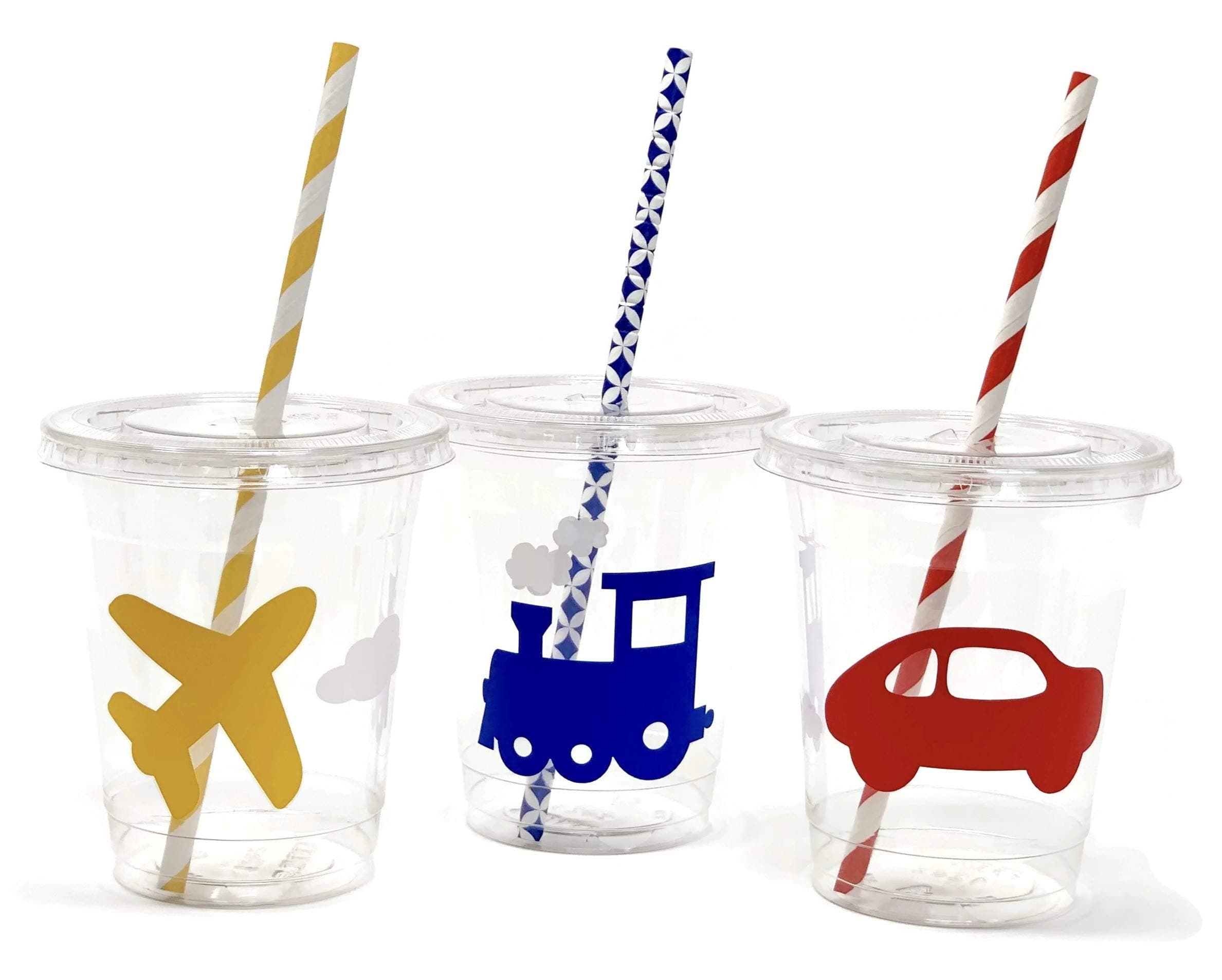 Transportation Party Cups - Set of 12 Planes Trains and Automobiles Birthday