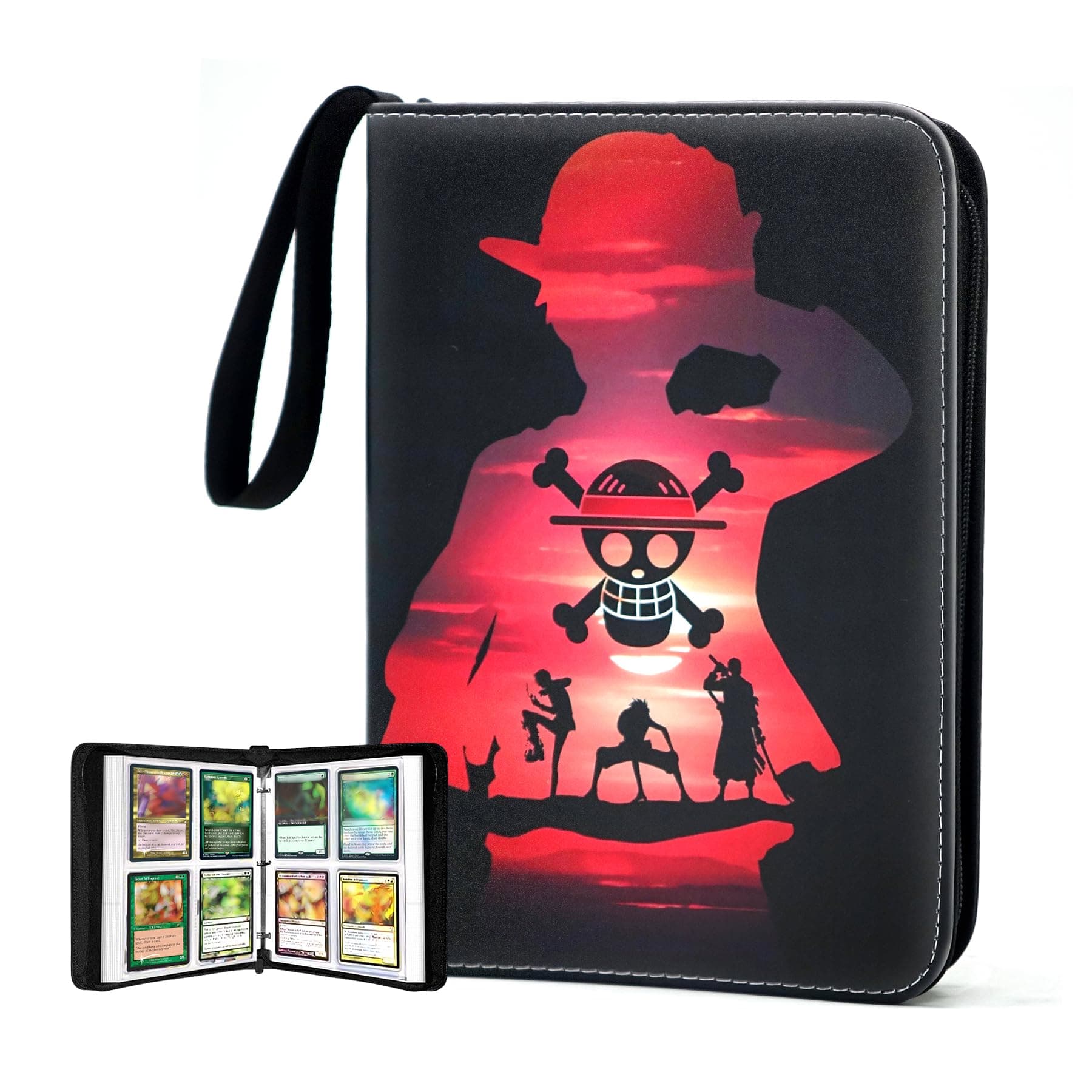 400 Pockets Trading Card Binder for One Piece Cards,Portable Waterproof Card Storage Bag with Removable Sleeves for Anime, Game and TCG Cards