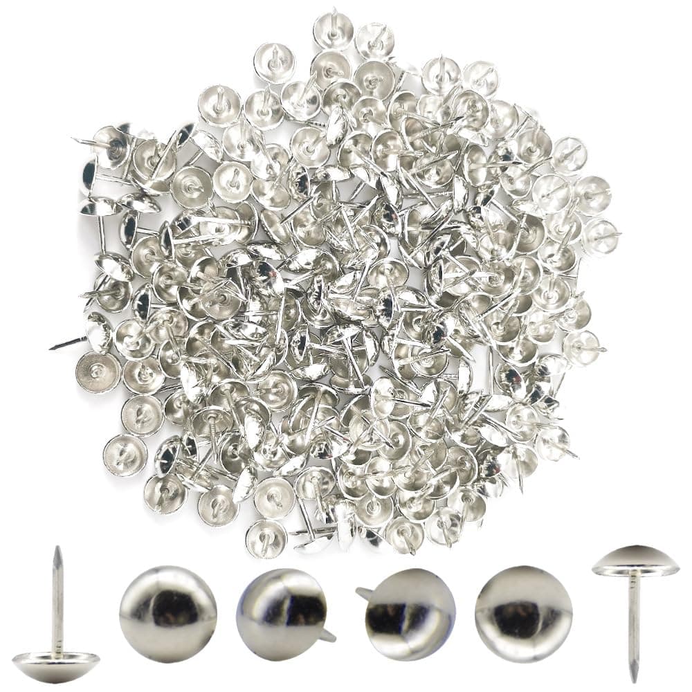 Hocansen 200 PCS Upholstery Tacks for Furniture 11x7mm Thumb Tacks Upholstery Nails Iron Round Push Pins for Sofa,Boards,Furniture Decoration(Silver/TD-SF)