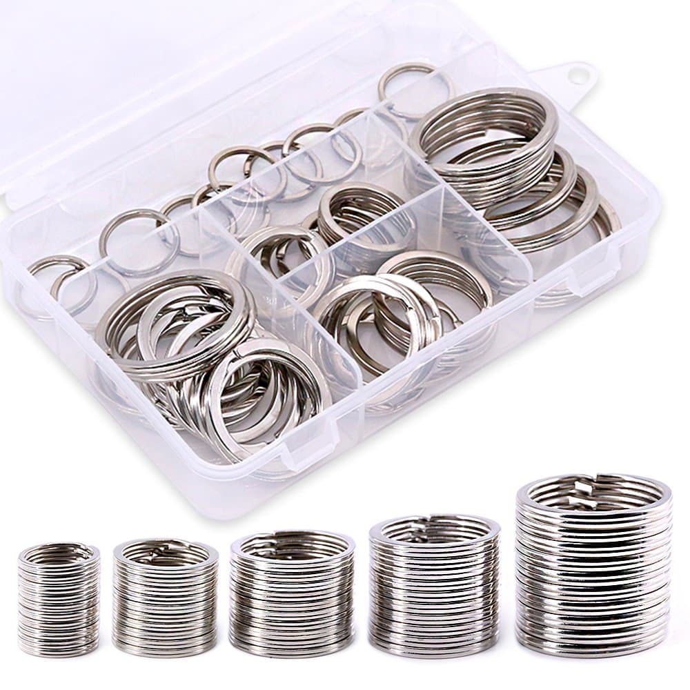 – Swpeet 60 Pcs Assorted Multi-Purpose Metal Keychain Rings Split Keyrings Flat O Ring for Home Car Keys Attachments Keys Pendants - 20mm, 25mm, 30mm, 35 mm, 38 mm