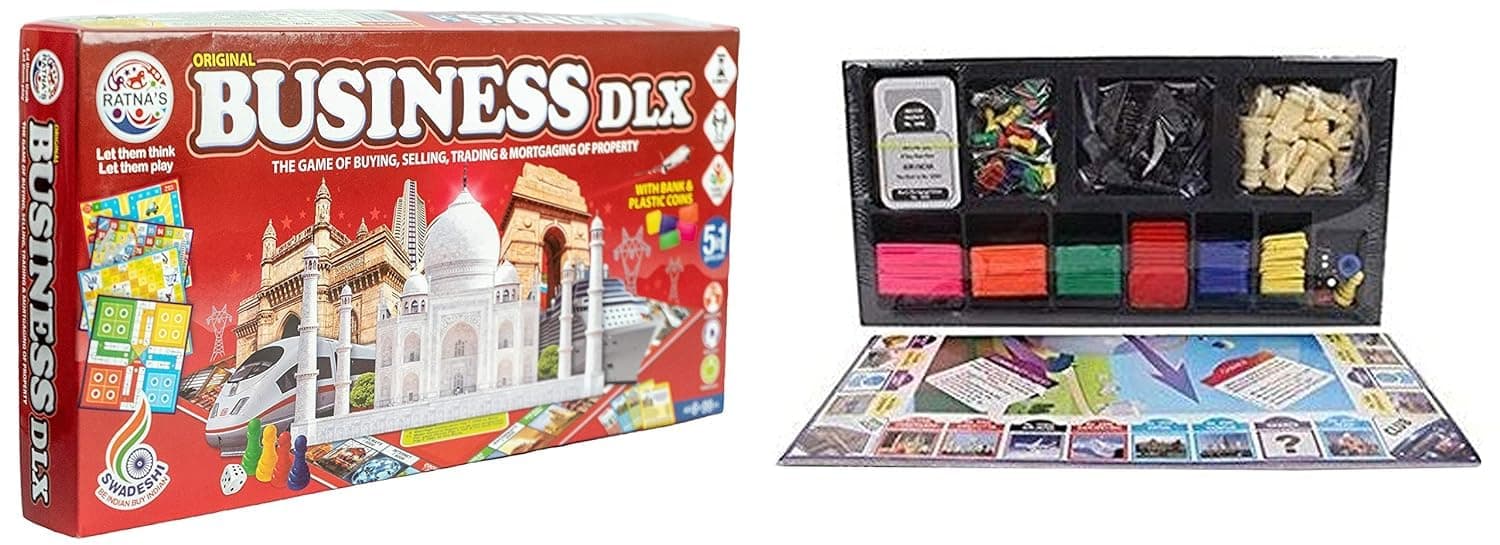 RATNA'S 5-In-1 Fun Filled Business Deluxe Game with Plastic Coins (Multicolour)