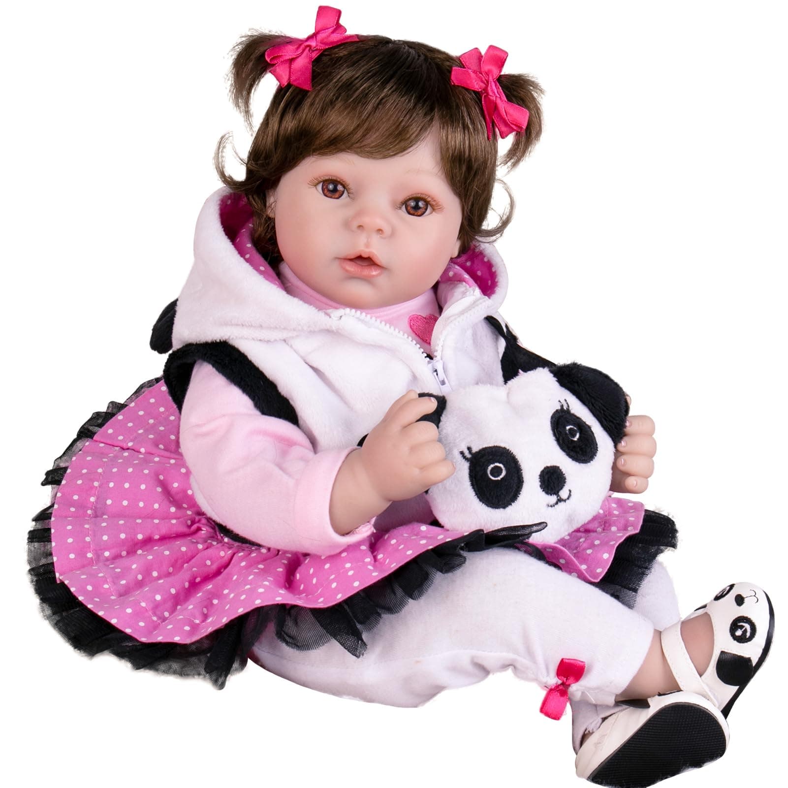 AoriRealistic Reborn Doll 22 Inch Lifelike Handmade Soft Body Toy Weighted Reborn Baby Girl with Panda Set
