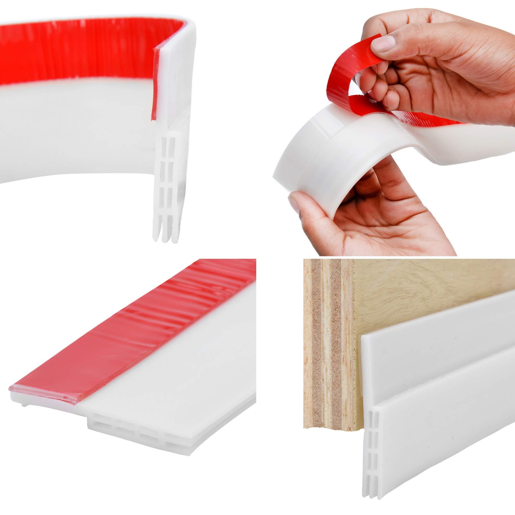 Strongman Tools | Door Draft Stopper Sweep for Exterior/Interior Doors, Weatherproofing Seal Strip Under Door Draft Blocker, Soundproofing Bottom Weather Stripping, Large, White | 1 Meter 2" Thickness