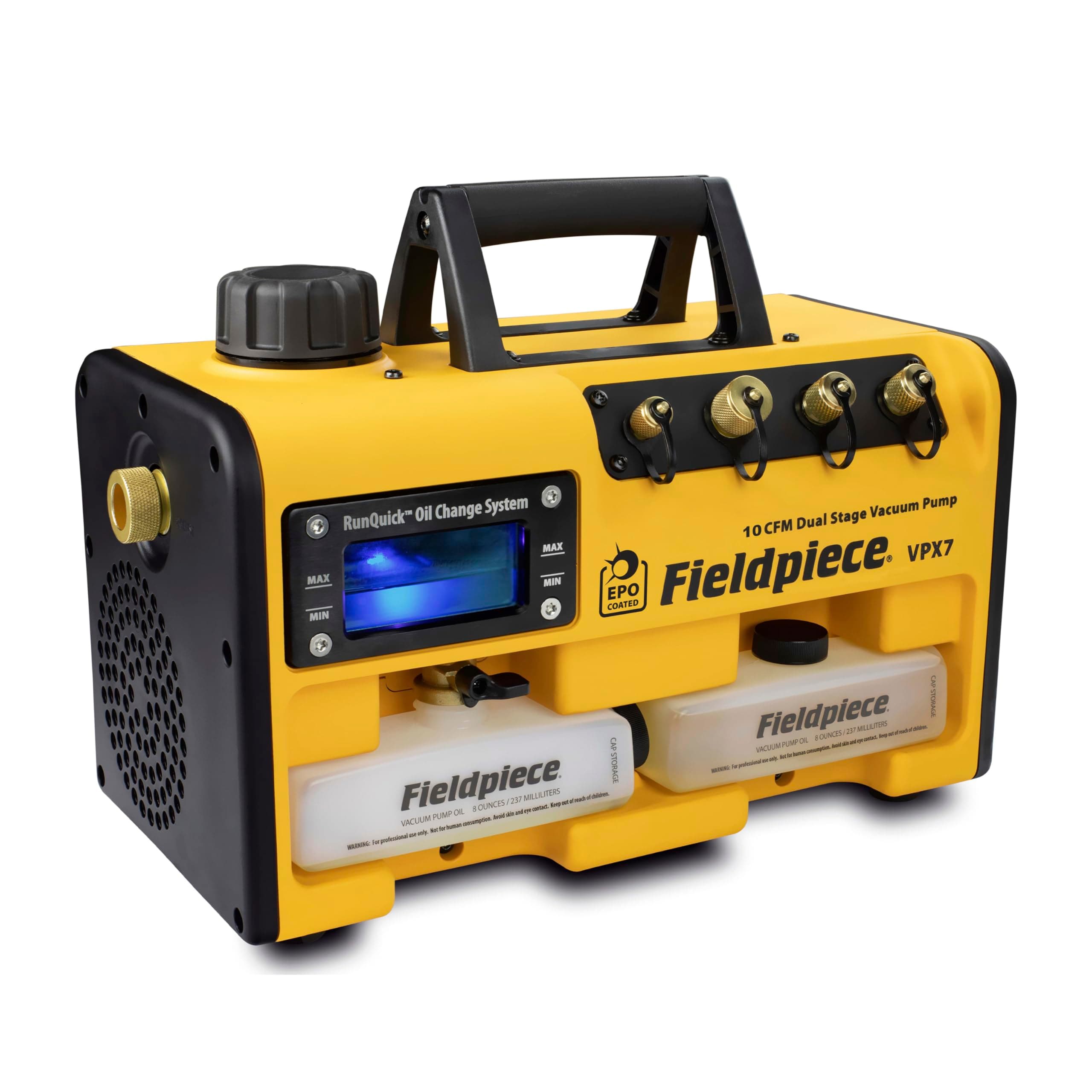 Fieldpiece VPX7 Vacuum Pump – 10 CFM, ¾ HP DC Motor, RunQuick Oil Change System – Portable - Professional HVAC Tool - A2L Compatible