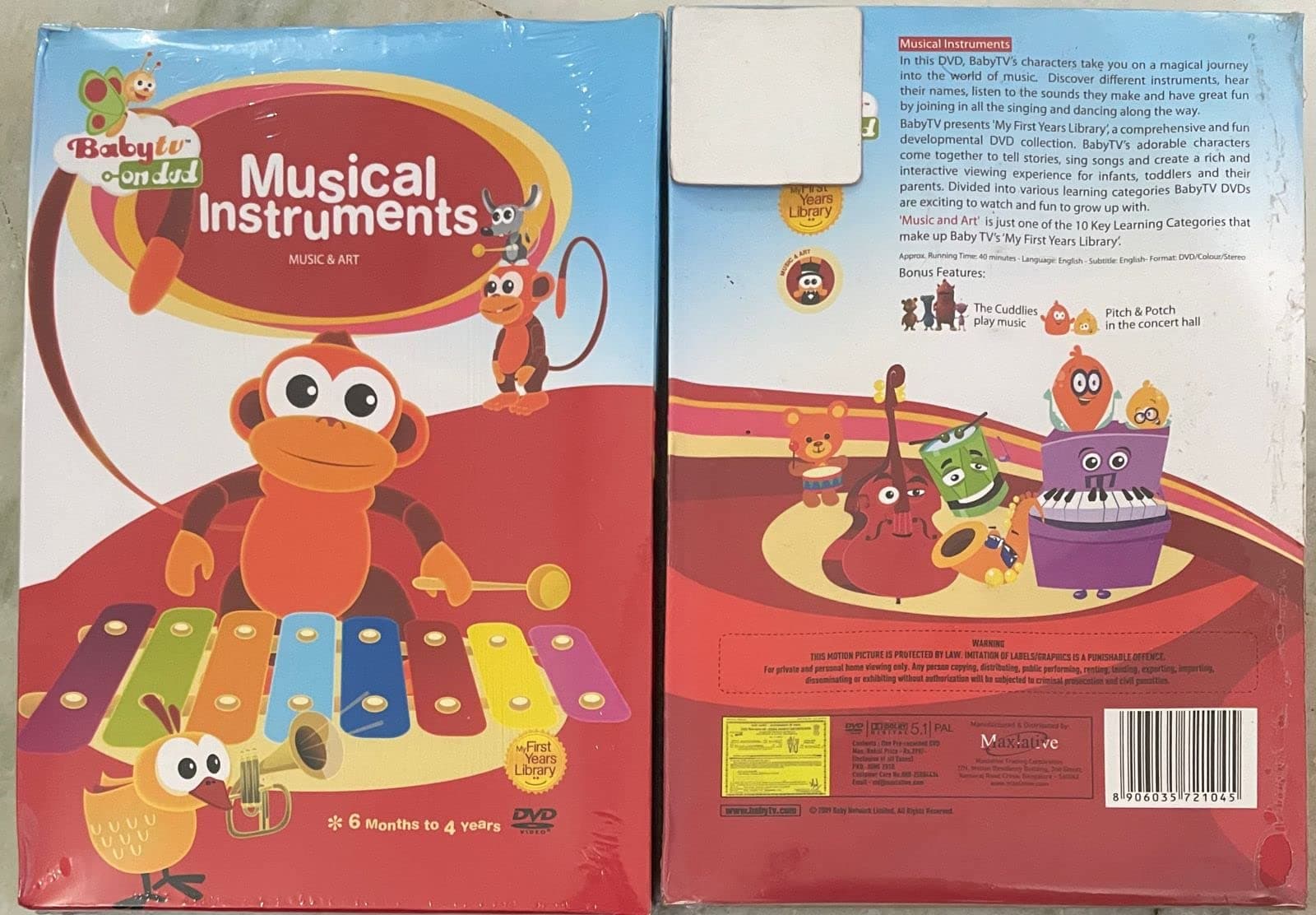 BabyTV On DVD (Musical Instruments / Arts And Crafts / Learning Colours / Sweet Dreams / What's In The Sky ? / My Nursery Toys) 6 DVD + 2 Free DVD (Kids Animation)