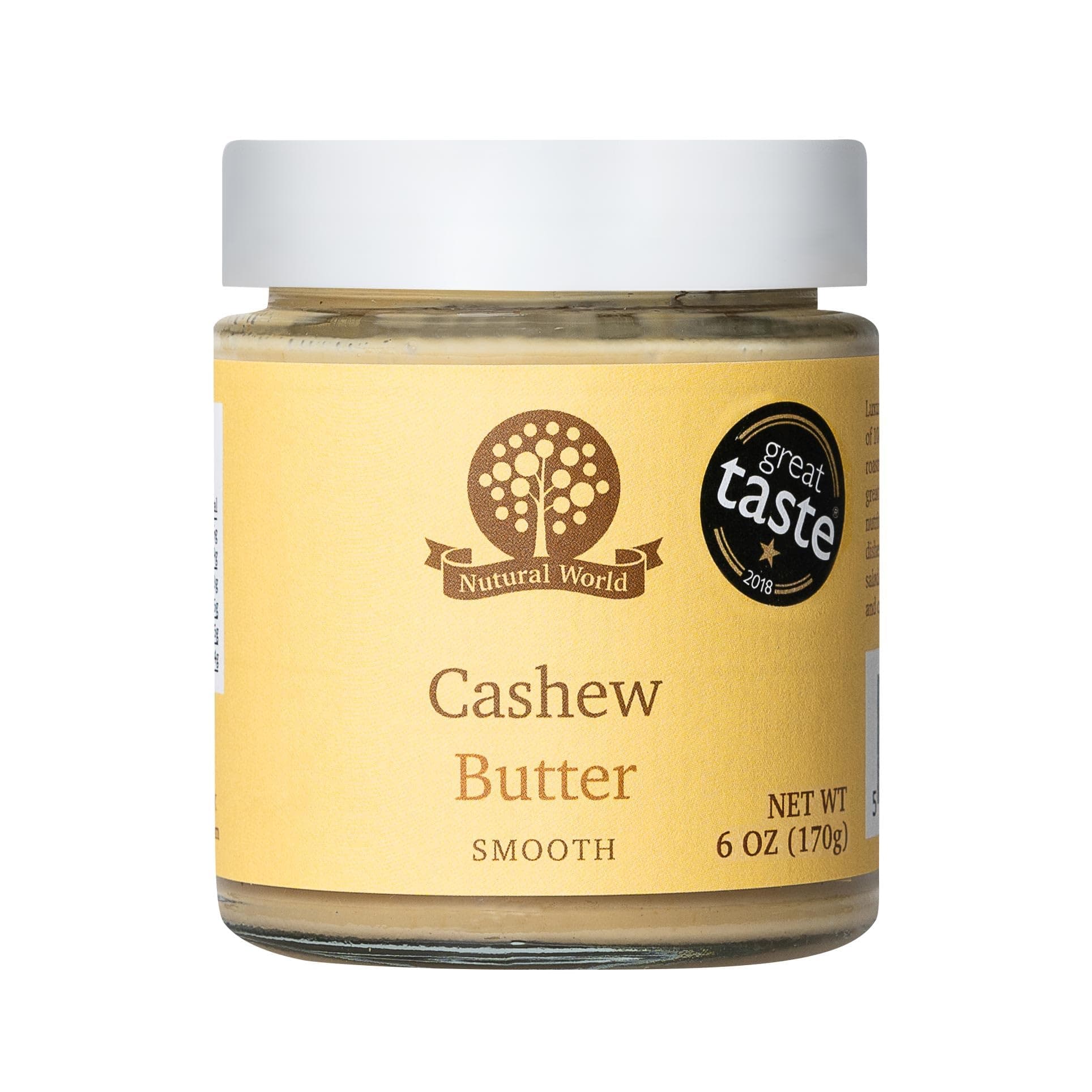 Nutural World - Smooth Cashew Nut Butter (170g) Great Taste Award winner - 100% pure single ingredient