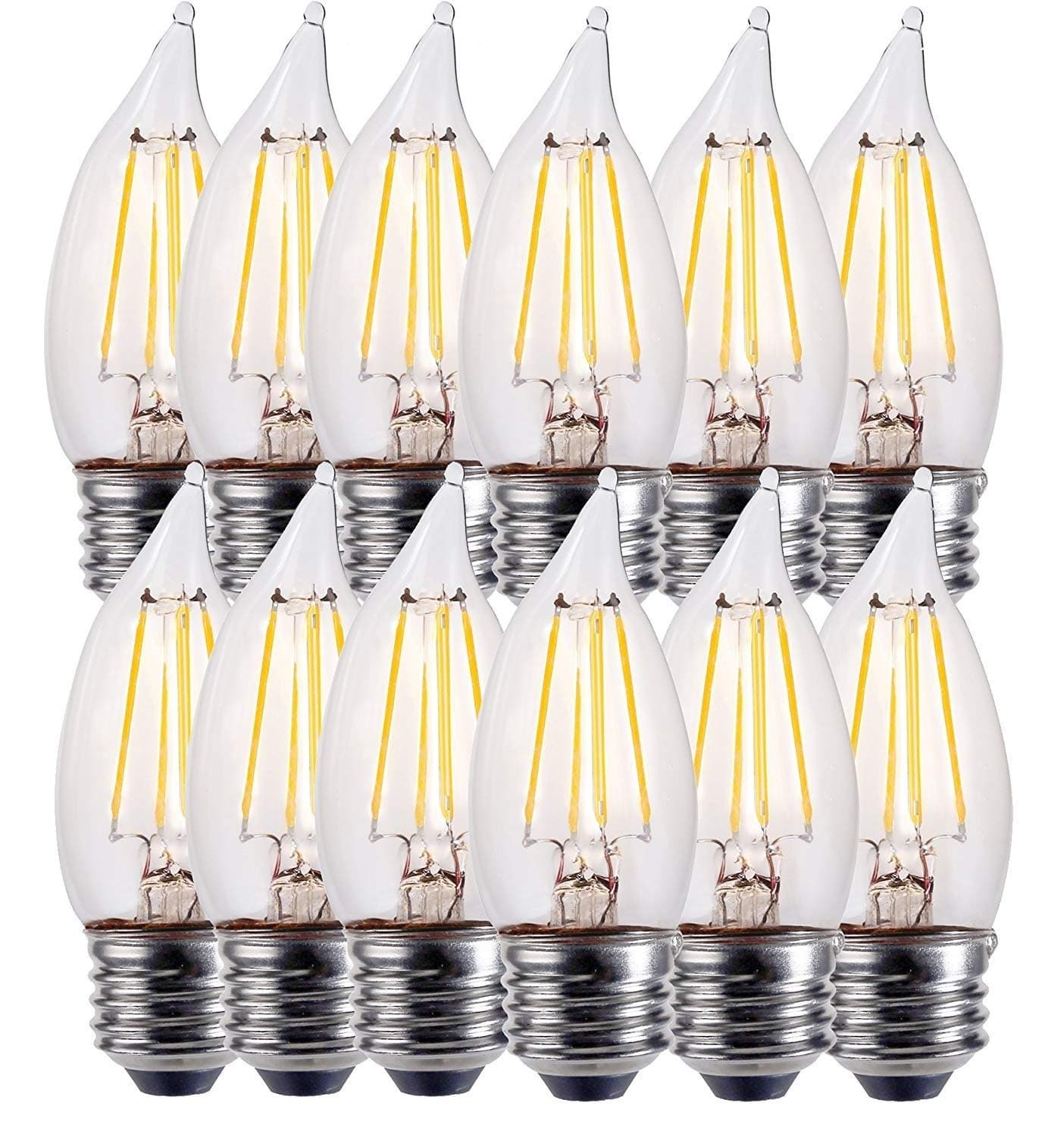 E26 LED Candelabra Bulb 60W Equivalent Dimmable LED Chandelier Light Bulbs 4.5W 450LM Flame Tip Candelabra LED Bulbs UL Listed,3 Year Warranty,2700K (Warm White,12Pack)
